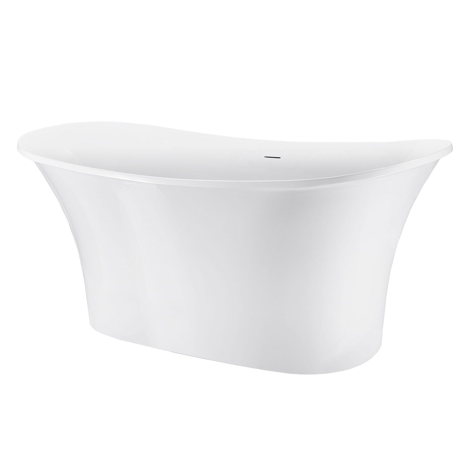 Soaking Bathtub with Center Drain in Glossy White