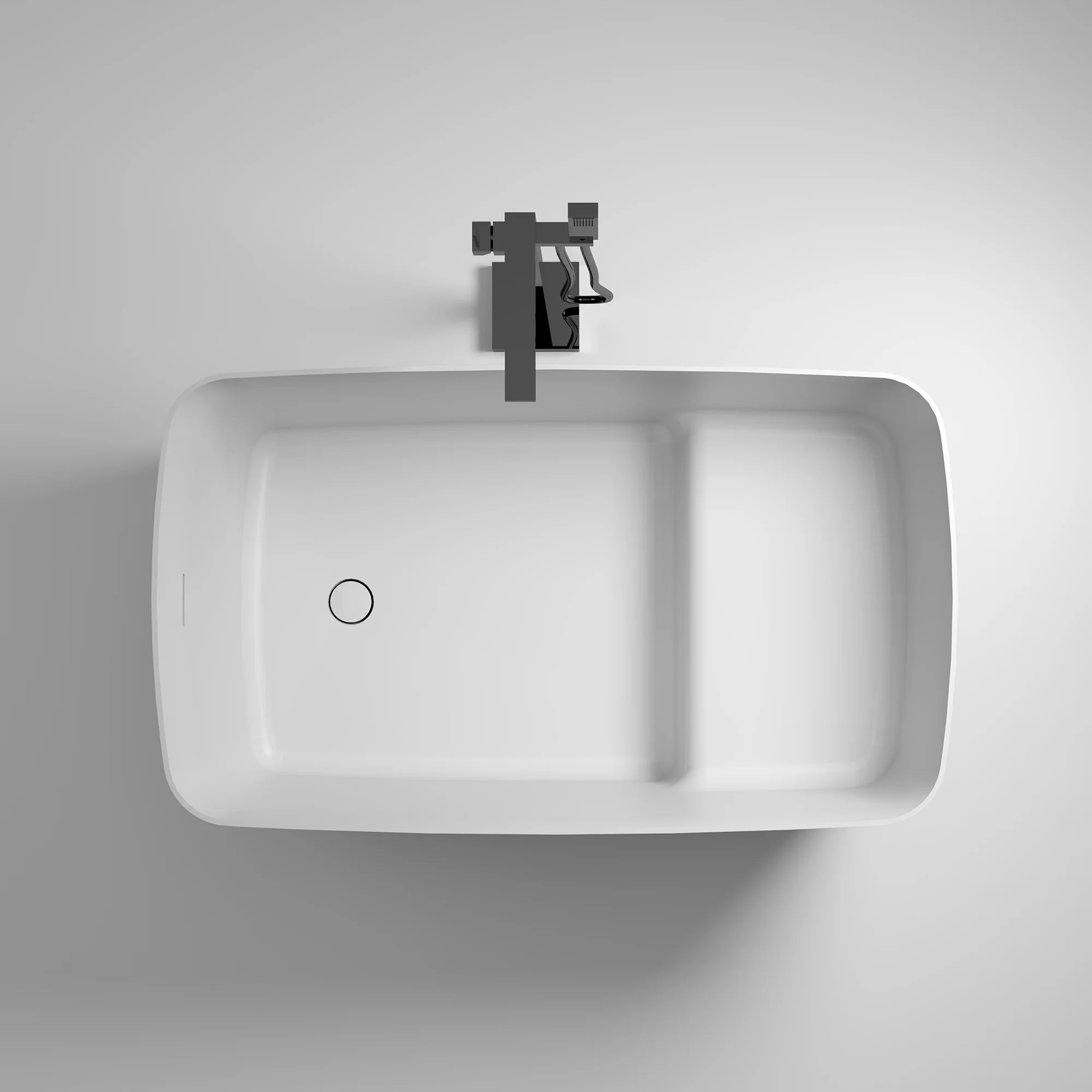 47 in. Solid Surface Freestanding Soaking Bathtub in Matte White