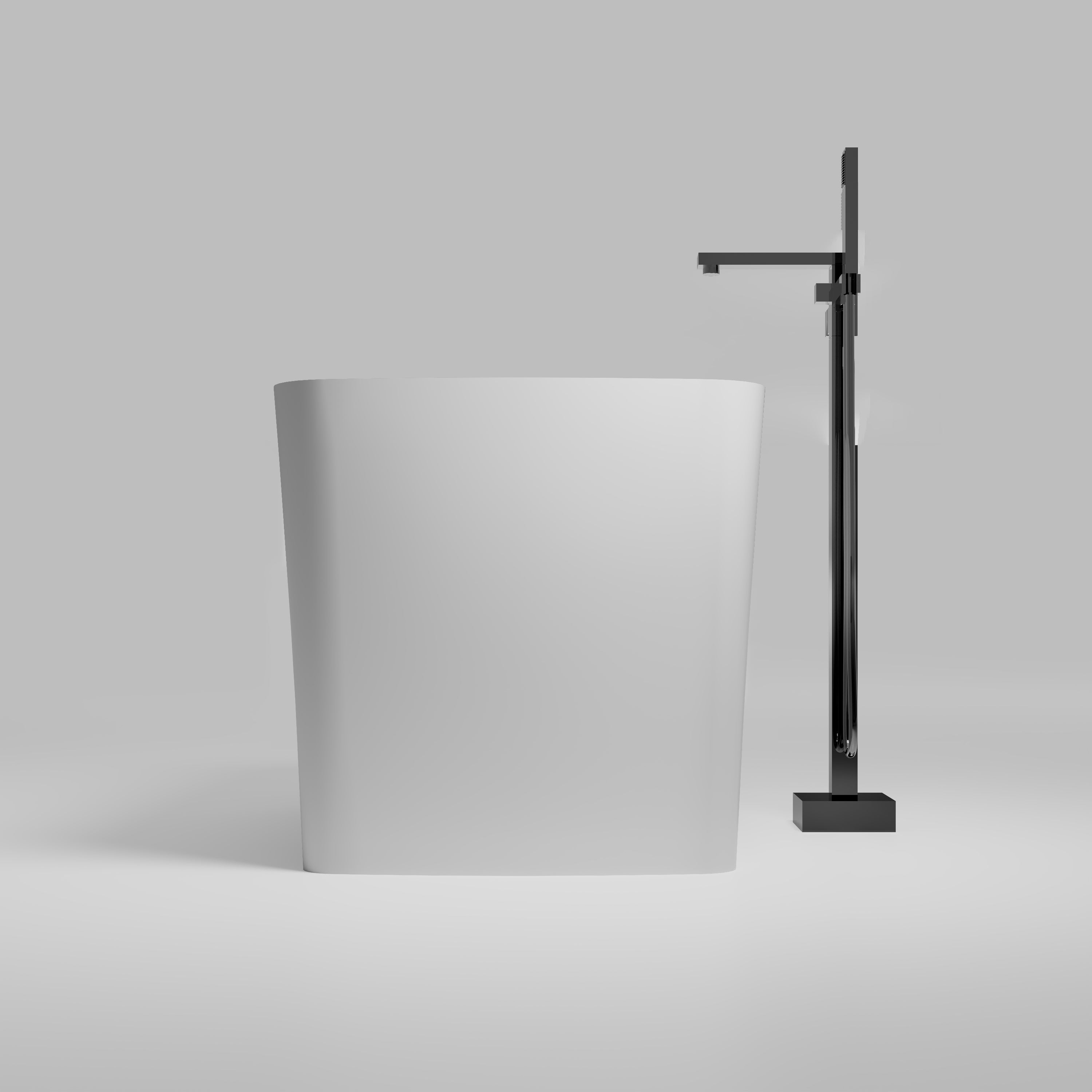 47 in. Solid Surface Freestanding Soaking Bathtub in Matte White