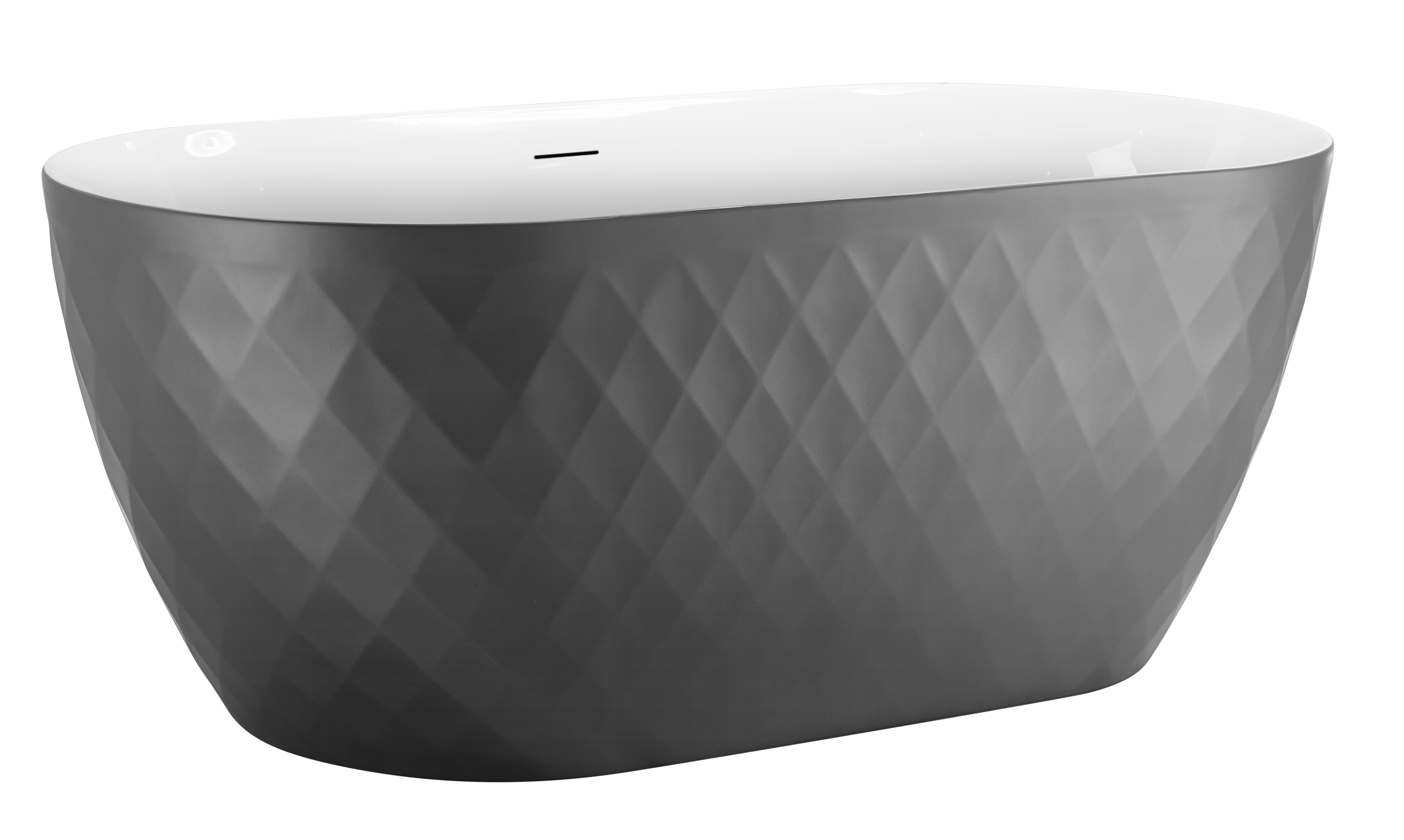 59 in. Acrylic Freestanding Soaking Bathtub in Grey