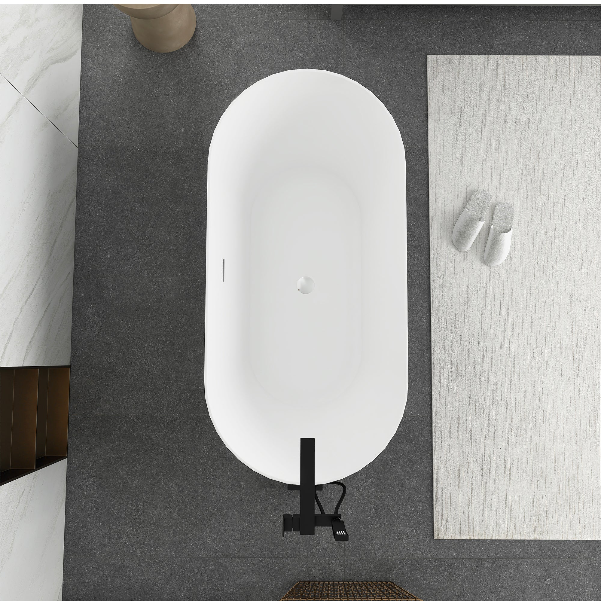 59 in. Acrylic Freestanding Soaking Bathtub in Grey