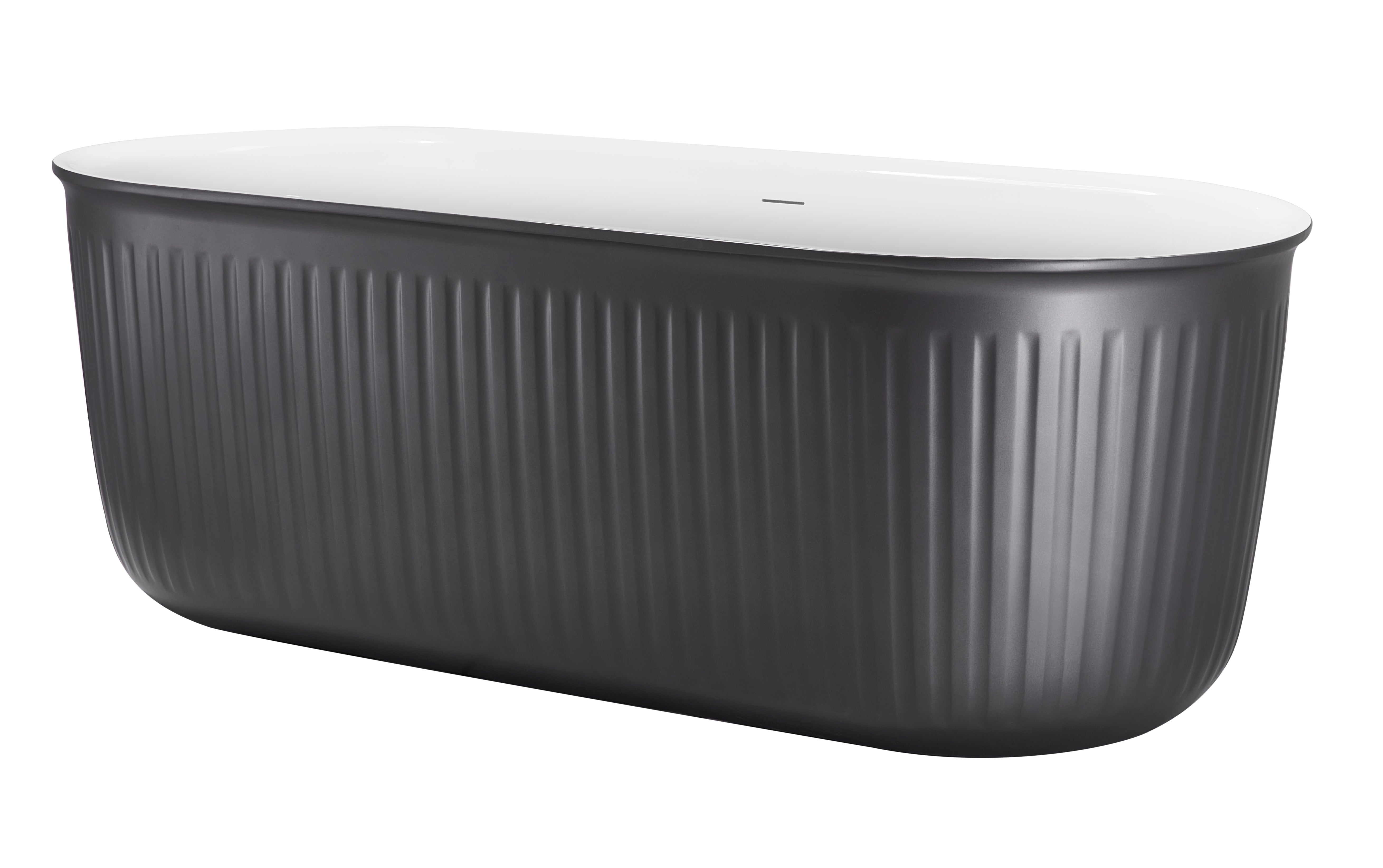 59 in. Acrylic Freestanding Soaking Bathtub in Grey