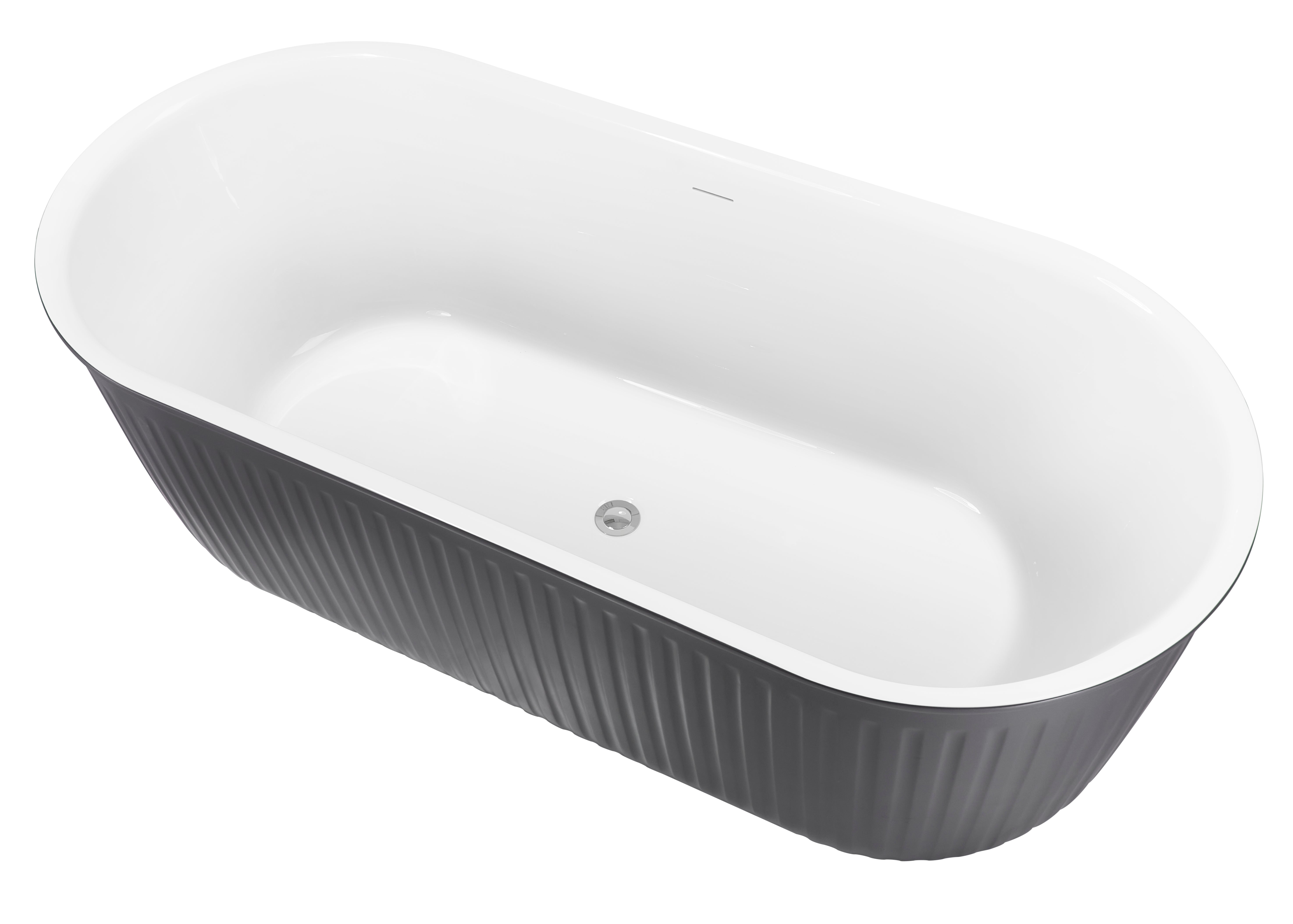 59 in. Acrylic Freestanding Soaking Bathtub in Grey