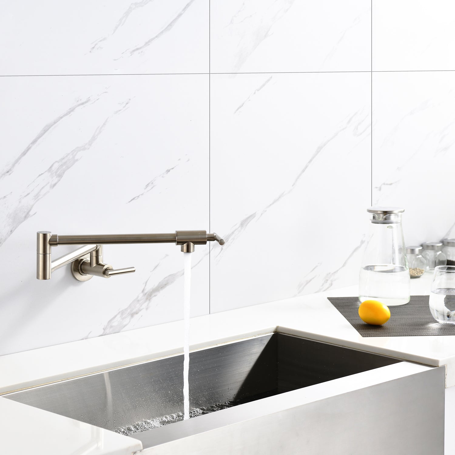 23 Inch Pot Filler Wall Mounted Brass Kitchen Faucet