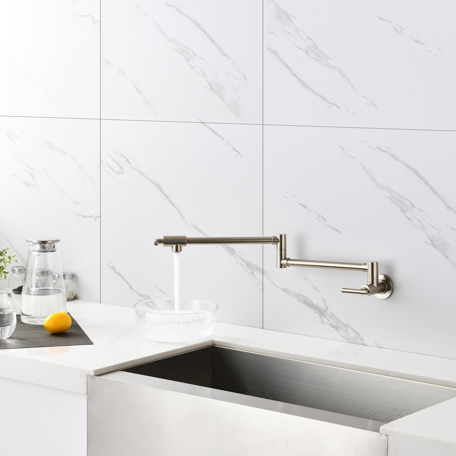 23 Inch Pot Filler Wall Mounted Brass Kitchen Faucet