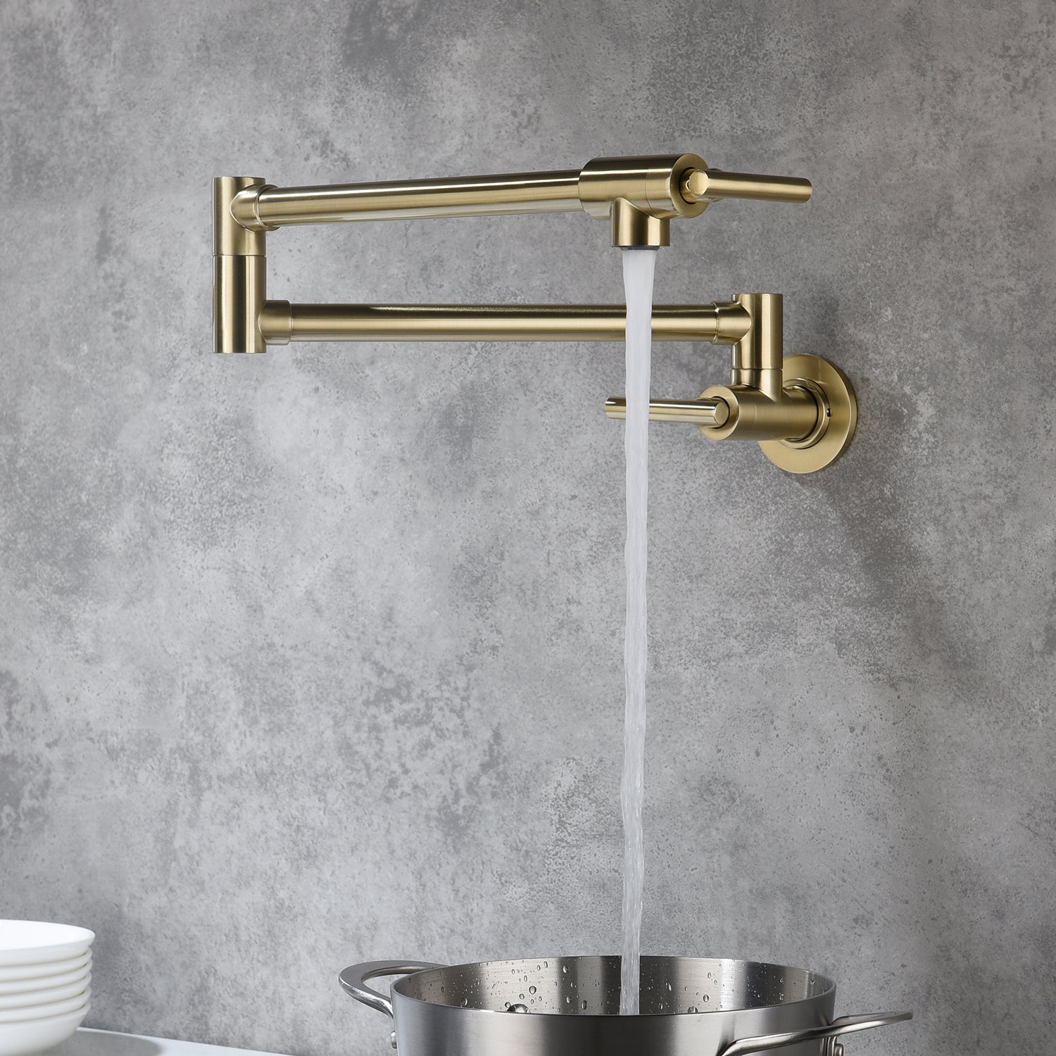 23 Inch Pot Filler Wall Mounted Brass Kitchen Faucet