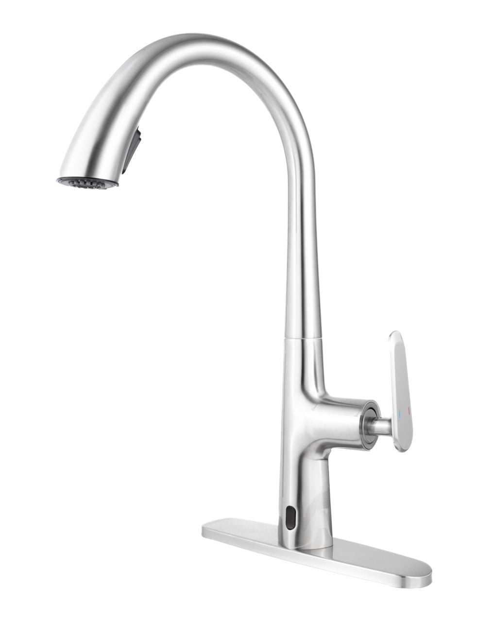 Single Handle Deck Mount Pull Down Brass Kitchen Faucet with Deckplate