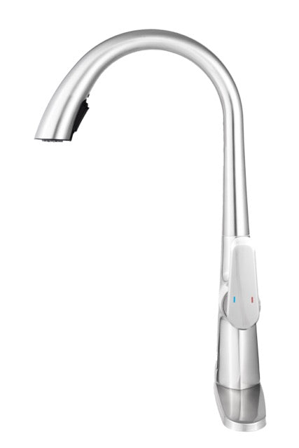 Single Handle Deck Mount Pull Down Brass Kitchen Faucet with Deckplate