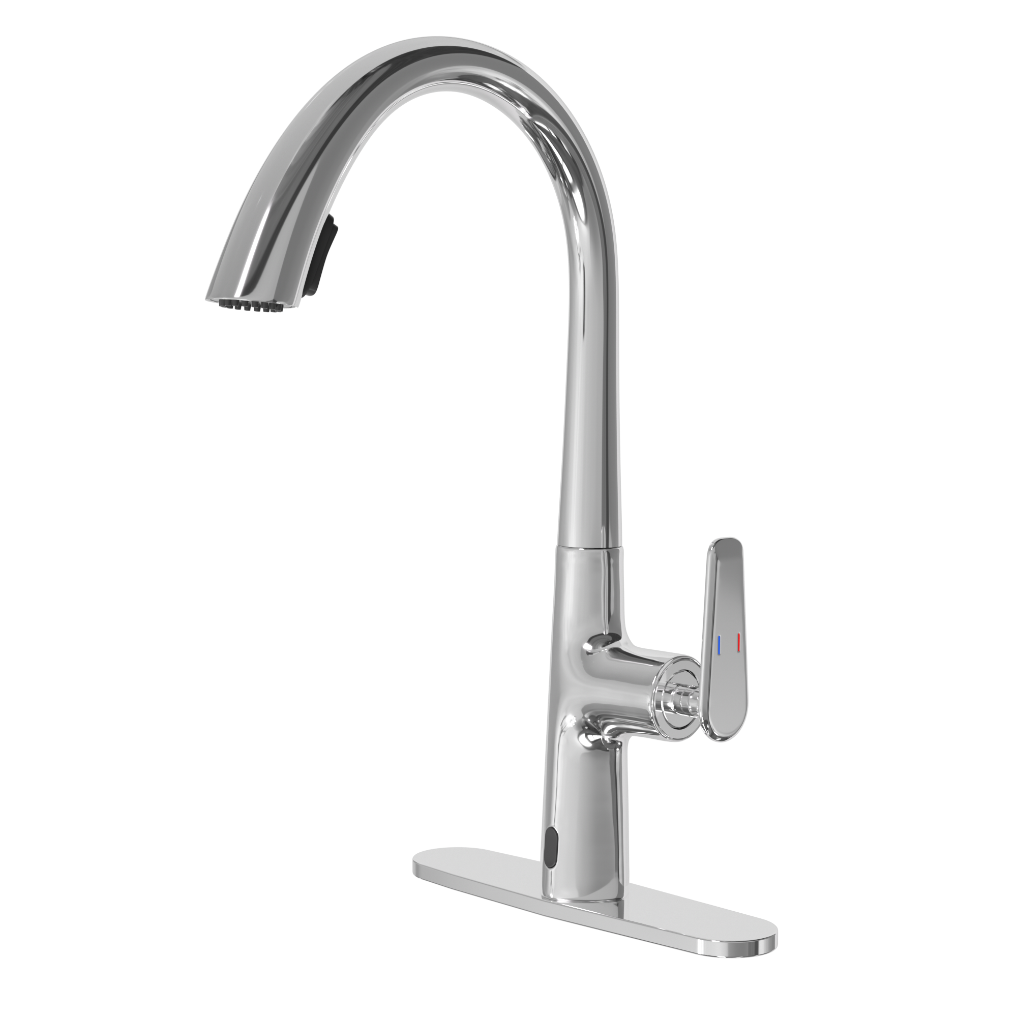 Single Handle Deck Mount Pull Down Brass Kitchen Faucet with Deckplate