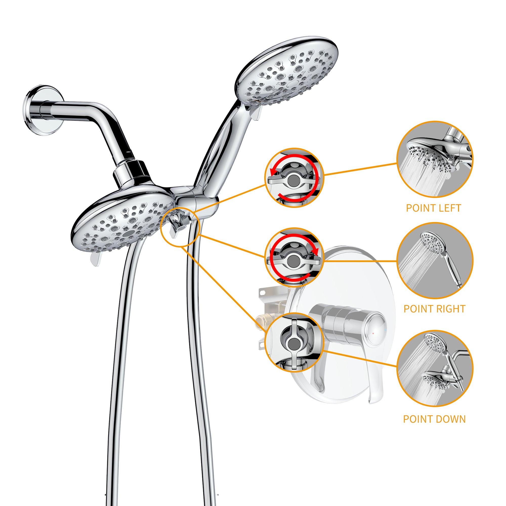 4.7 inch Wall-Mounted Round Shower System with Rough-in Valve