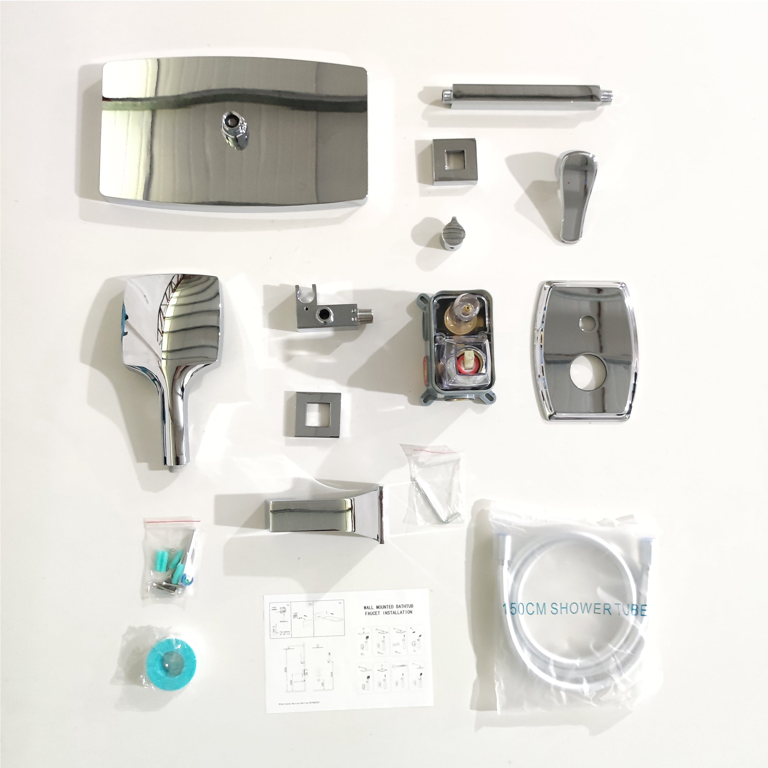 14 inch Ceiling Mount Square Shower System with Rough-in Valve and Handheld Shower