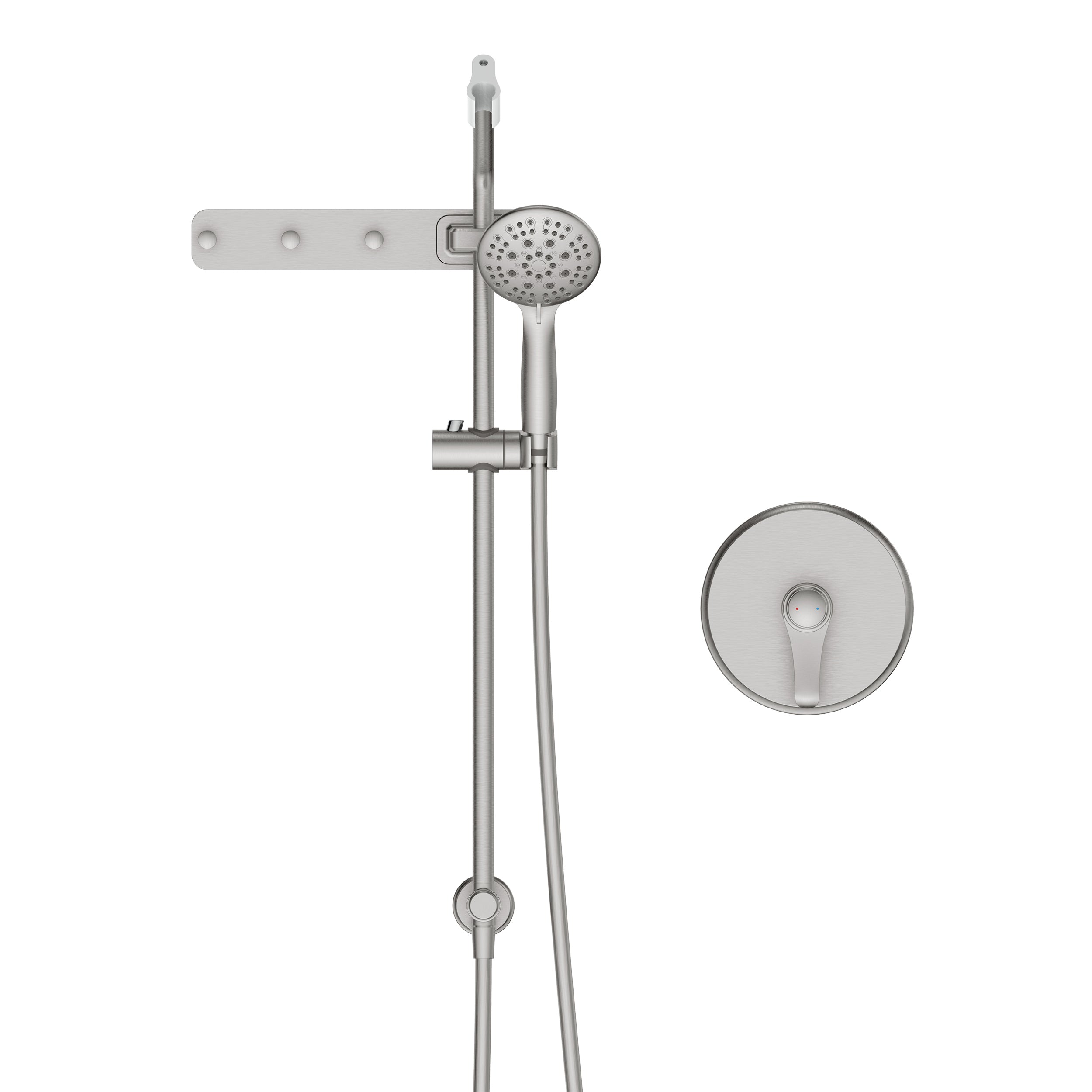 Wall-Mounted Round Shower System with Rough-in Valve,6-Function Hand Shower