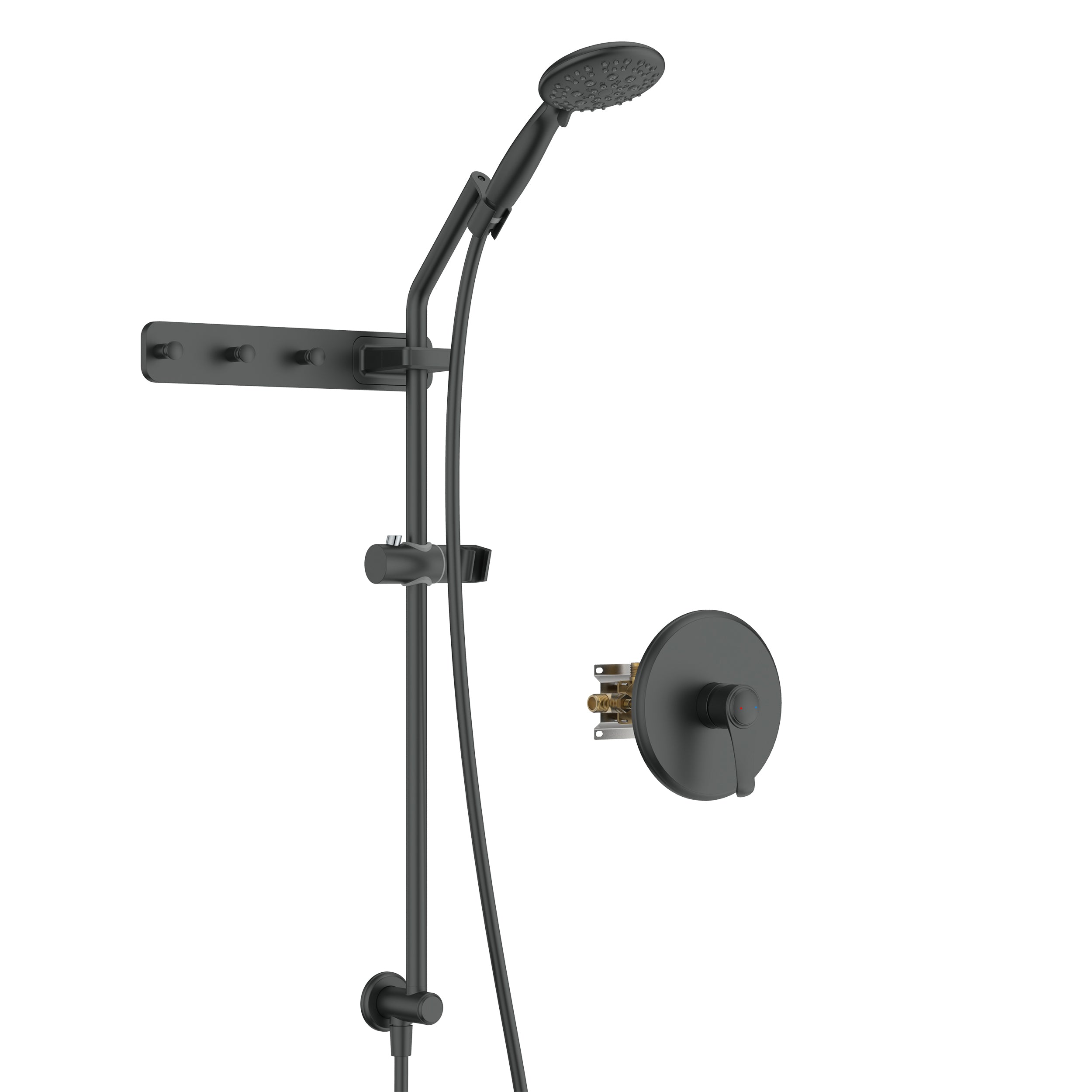 Wall-Mounted Round Shower System with Rough-in Valve,6-Function Hand Shower