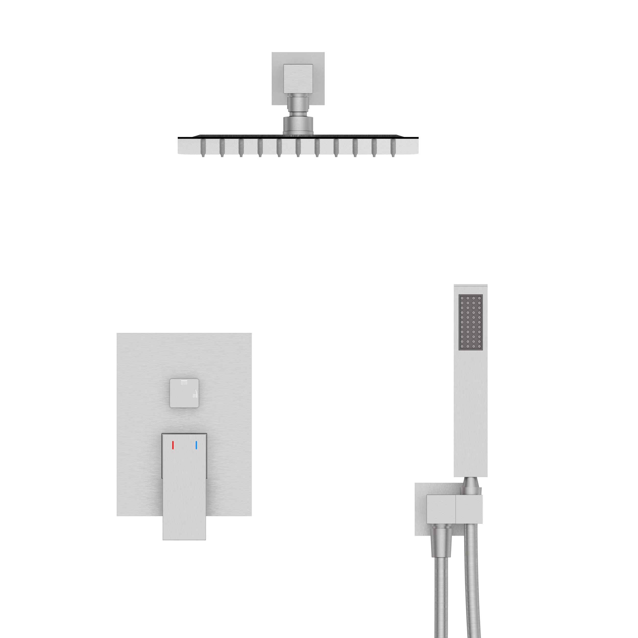 Wall-Mounted Square Shower System with Rough-in Valve