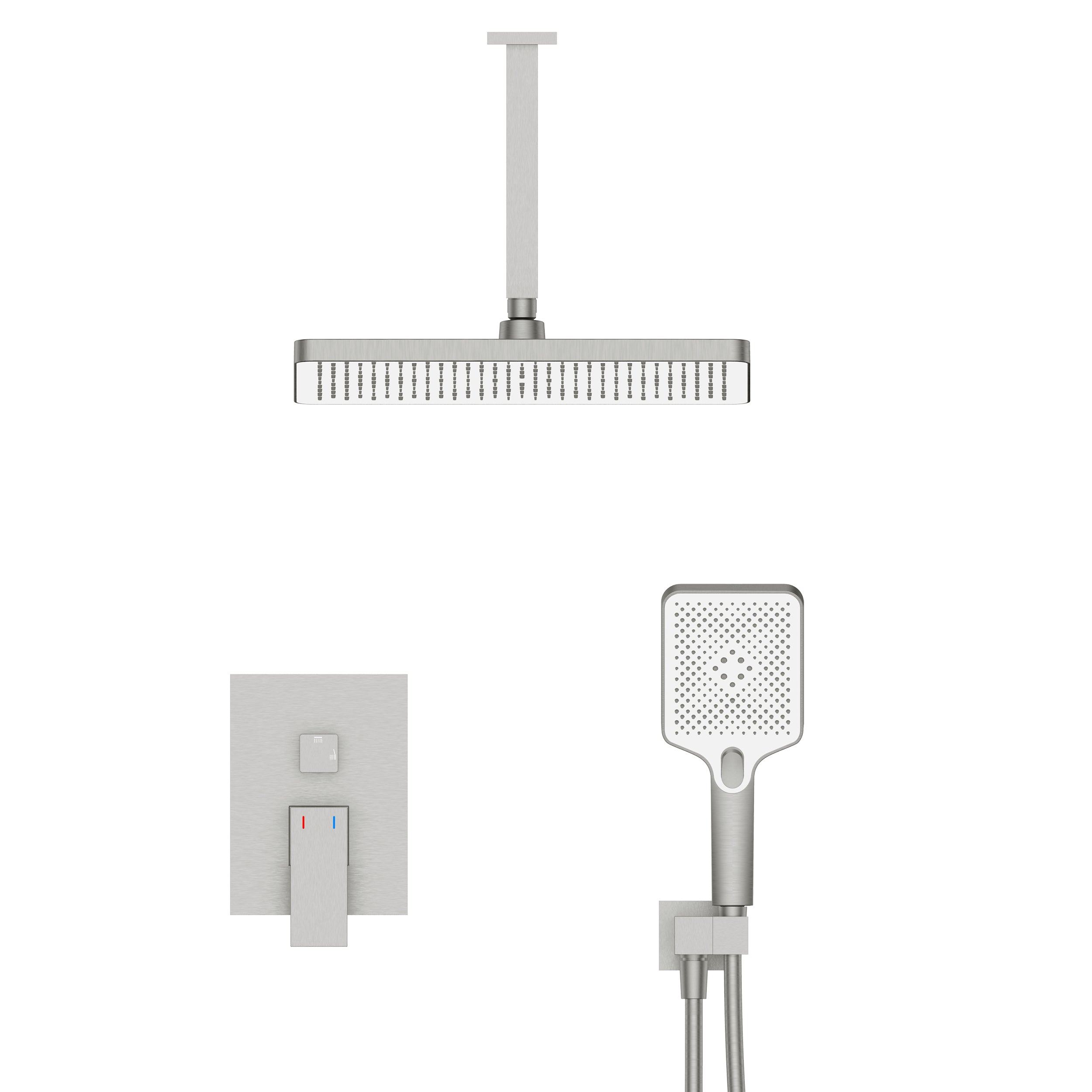 Wall-Mounted Square Shower System with Rough-in Valve,12 inch Square Large Panel