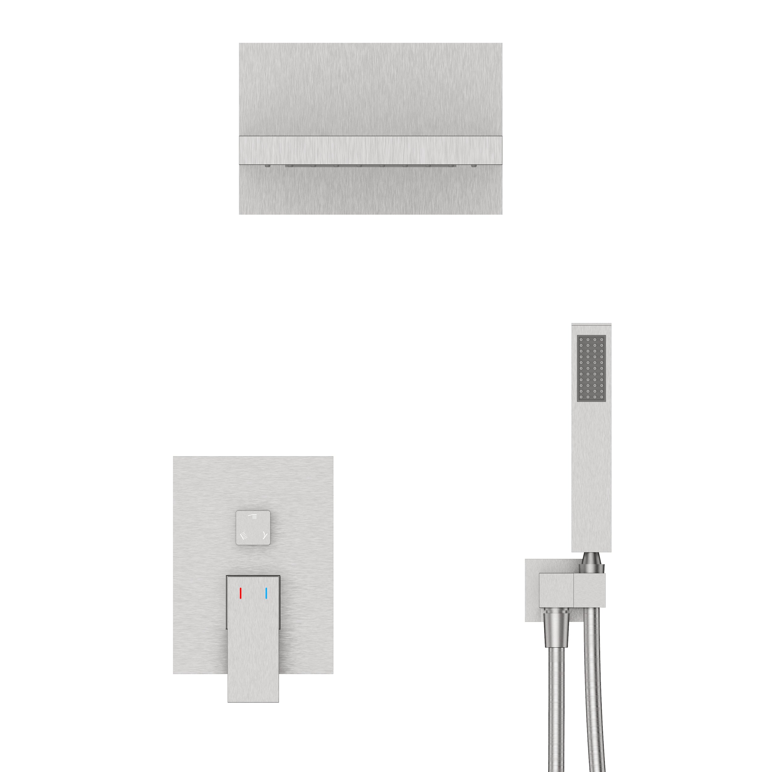 Wall-Mounted Rain Shower head Shower System with Rough-in Valve,22 inch square large panel