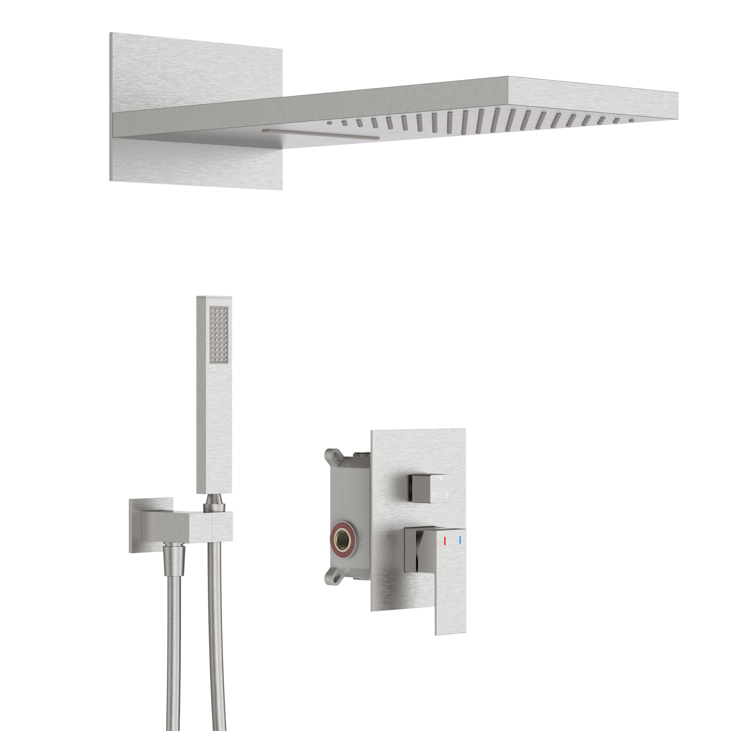 Wall-Mounted Rain Shower head Shower System with Rough-in Valve,22 inch square large panel