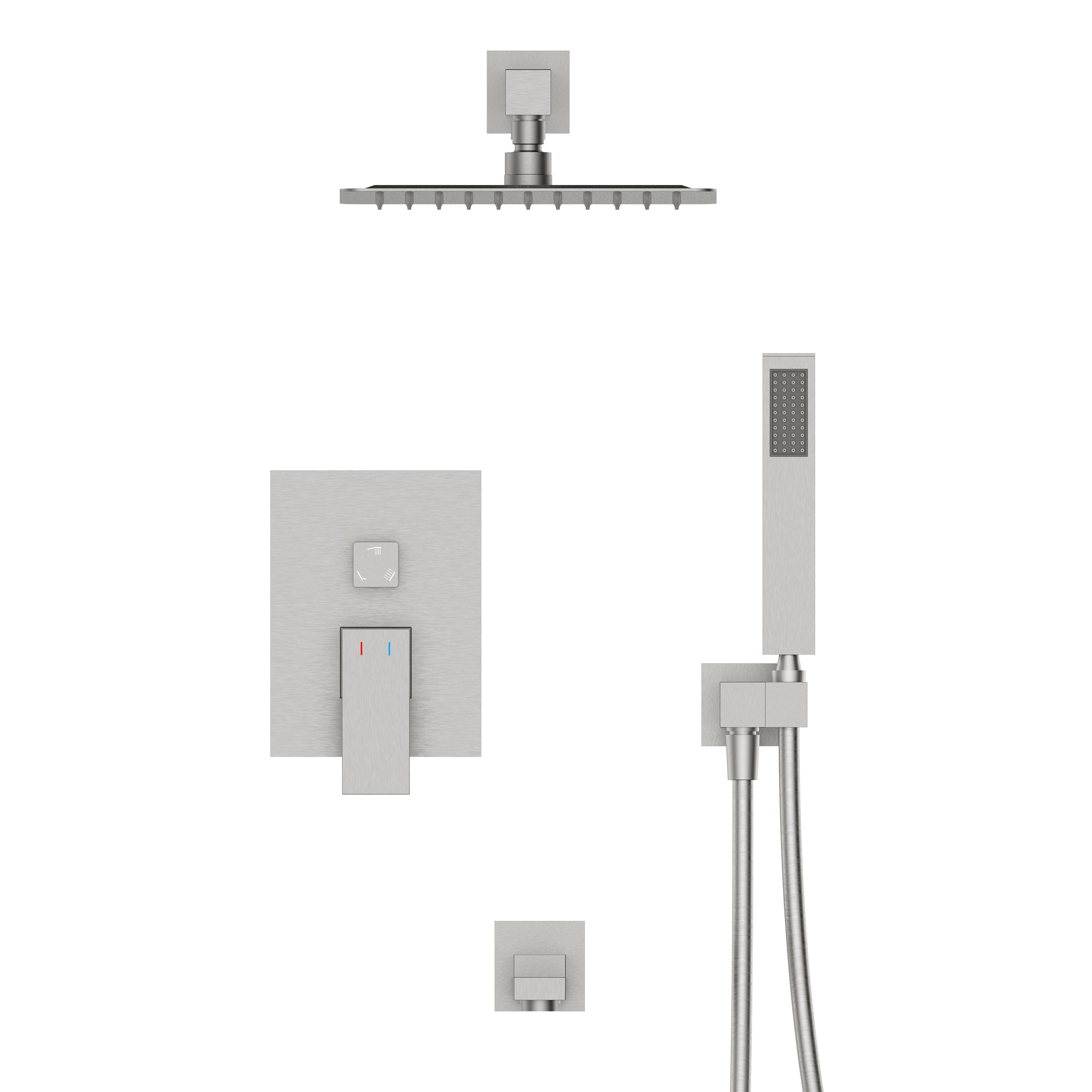 Wall-Mounted Square Shower System with Rough-in Valve,12 inch square large panel