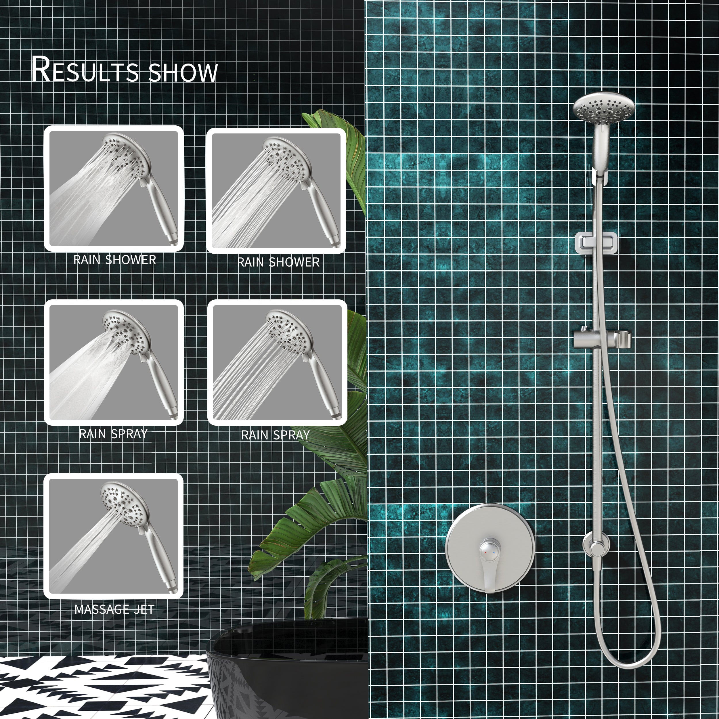 4 inch Wall-Mounted Shower System with Rough-in Valve with Rain Showerhead