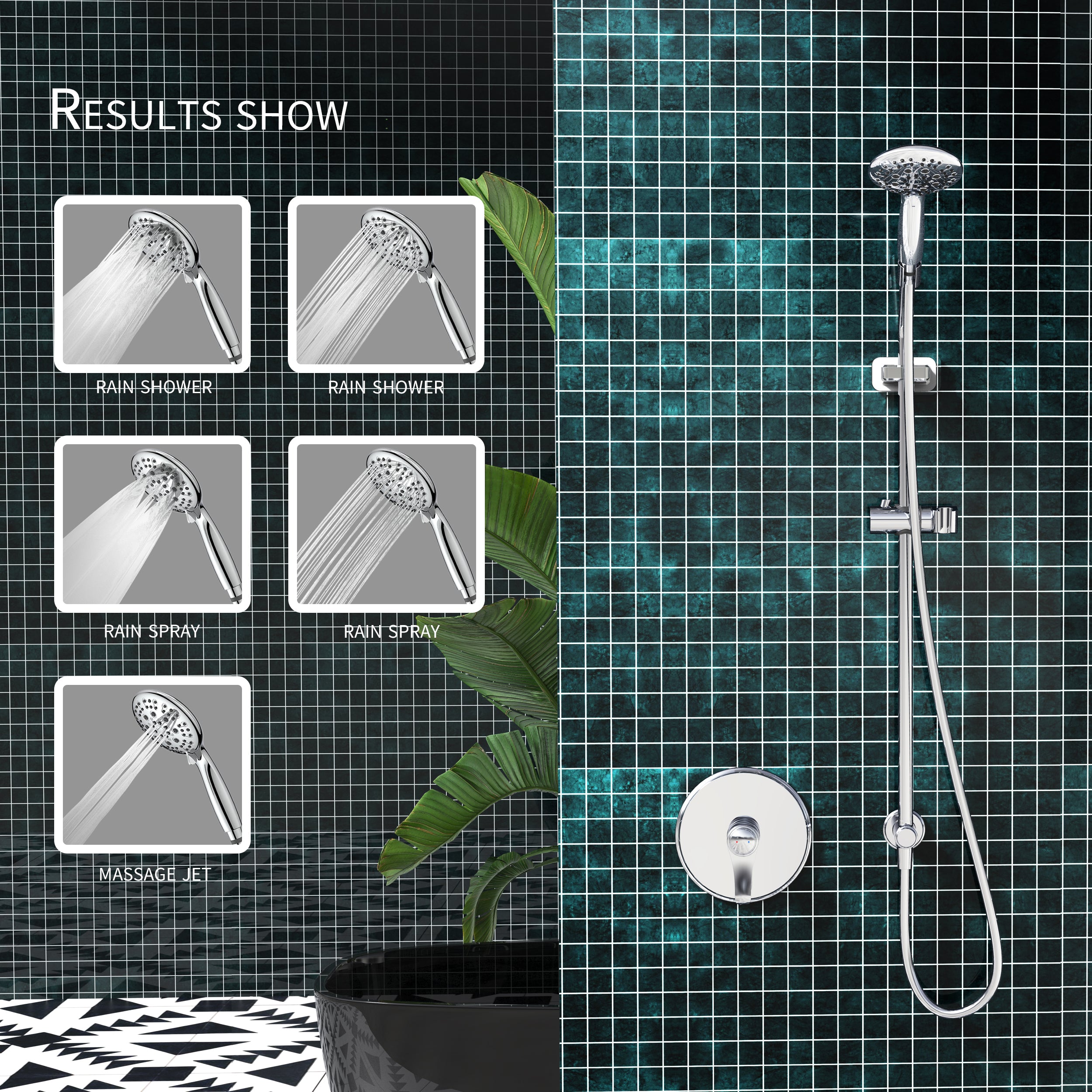 4 inch Wall-Mounted Shower System with Rough-in Valve with Rain Showerhead