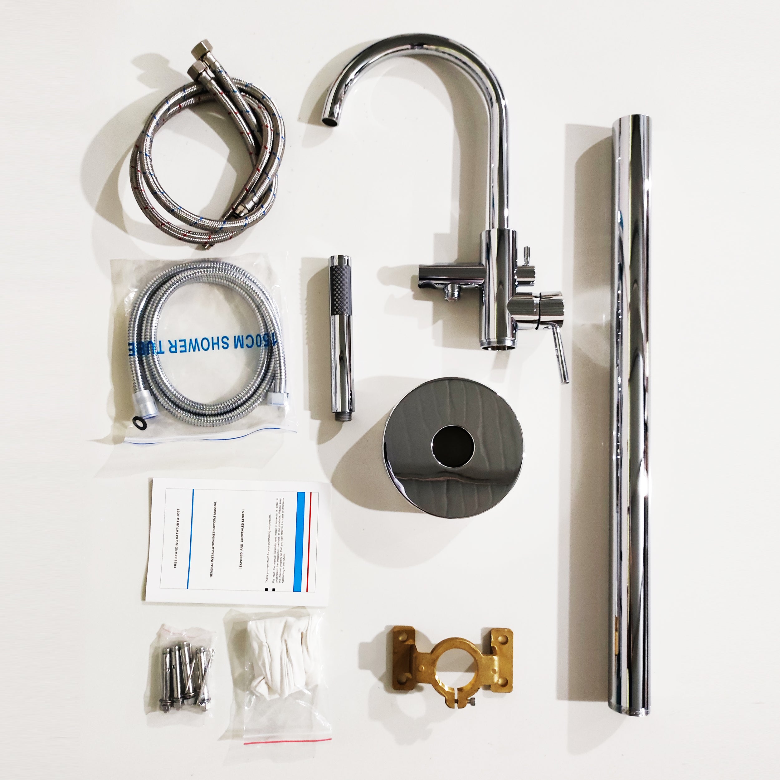 Single Handle Floor Mounted Freestanding Tub Faucet with Handheld Shower