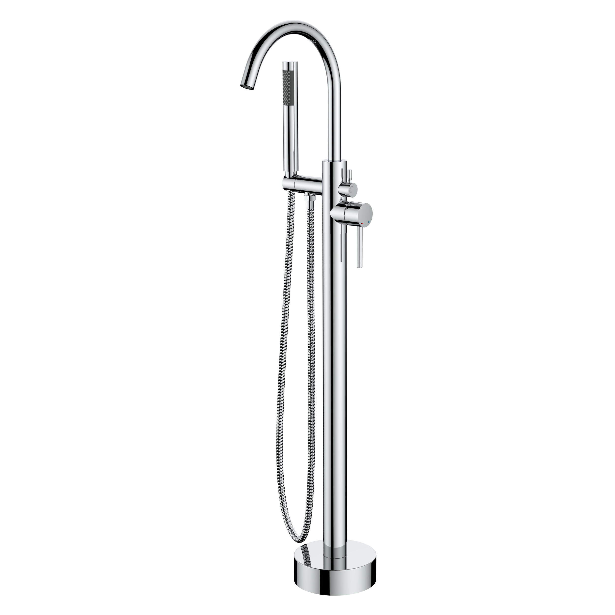 Single Handle Floor Mounted Freestanding Tub Faucet with Handheld Shower