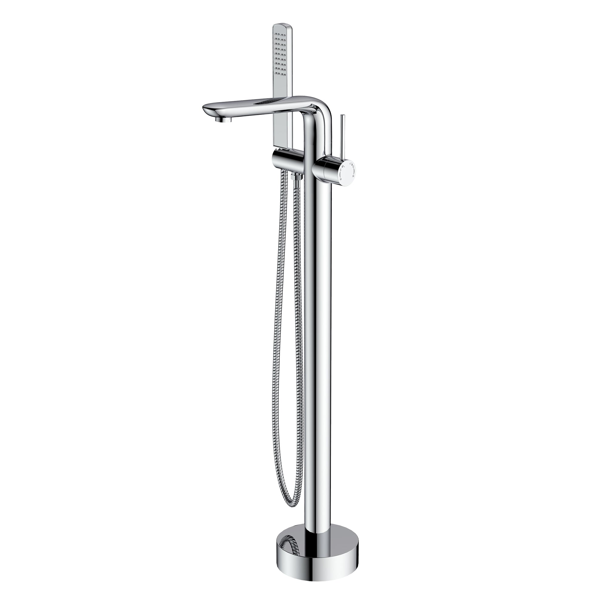 Single Handle Floor Mounted Freestanding Tub Faucet with Handheld Shower