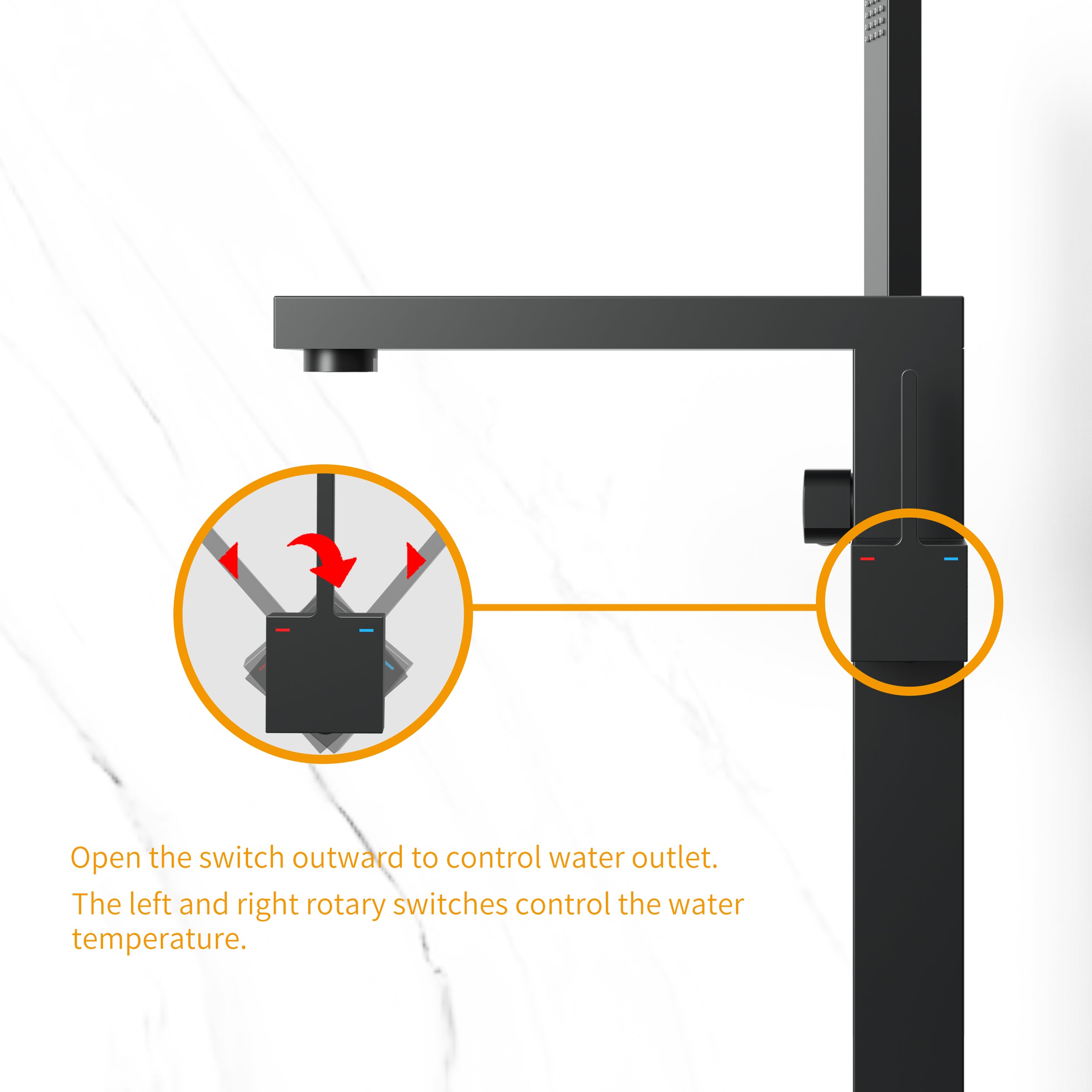 Single Handle Floor Mounted Freestanding Tub Faucet with Handheld Shower