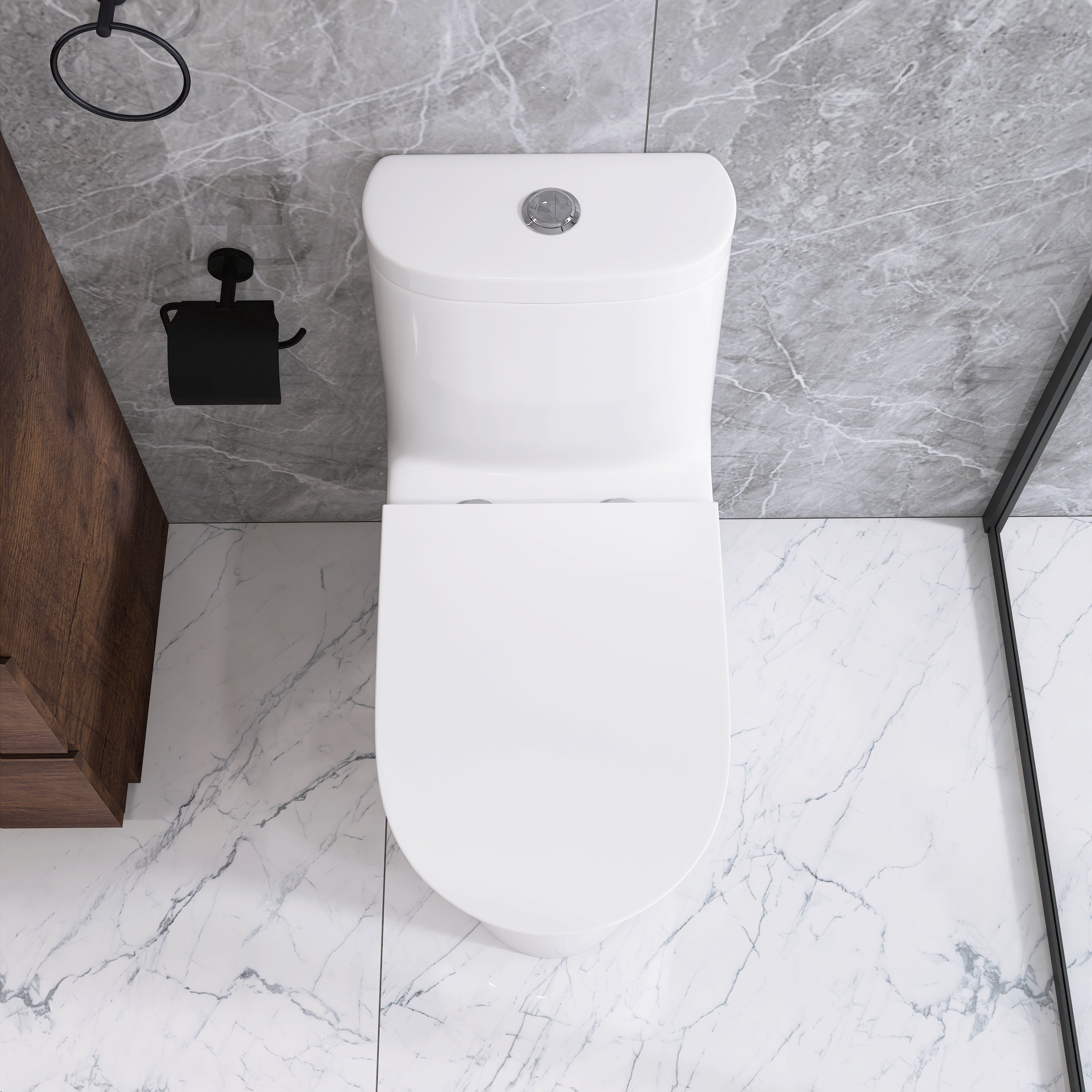 27 in. L x 14 in. W One-Piece 1.27 GPF Siphon Jet Dual Flushing Elongated Toilet in White