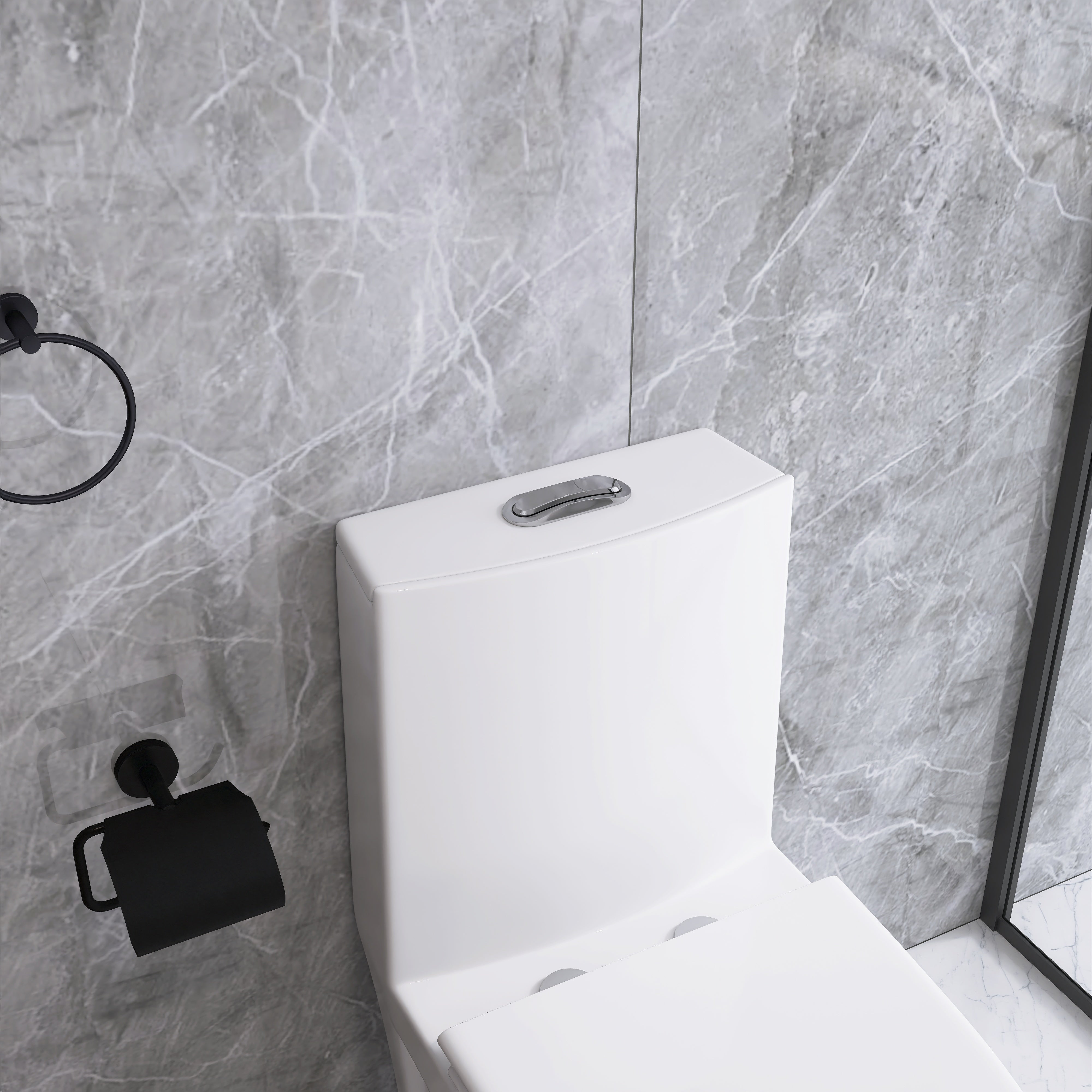 12 in. Rough-In 1-piece 1.1/1.6 GPF Dual Flush Elongated Toilet in White Seat Included