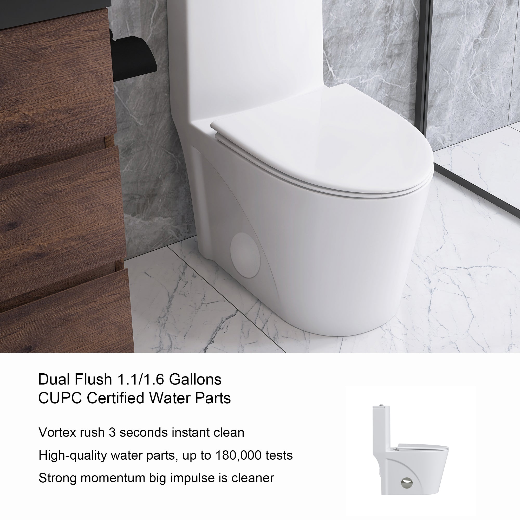 12 in. Rough-In 1-piece 1.1/1.6 GPF Dual Flush Elongated Toilet in White Seat Included