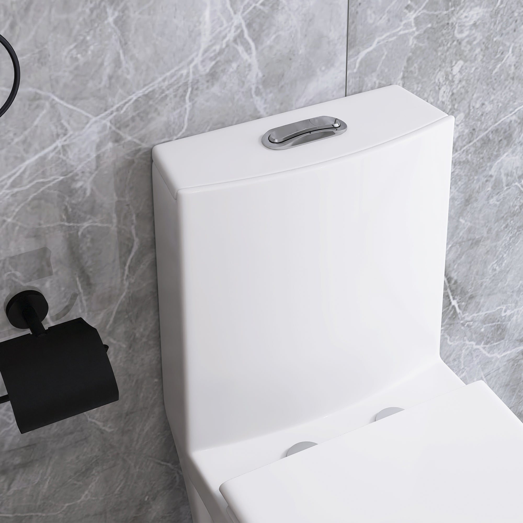 12 in. Rough-In 1-piece 1.1/1.6 GPF Dual Flush Elongated Toilet in White Seat Included