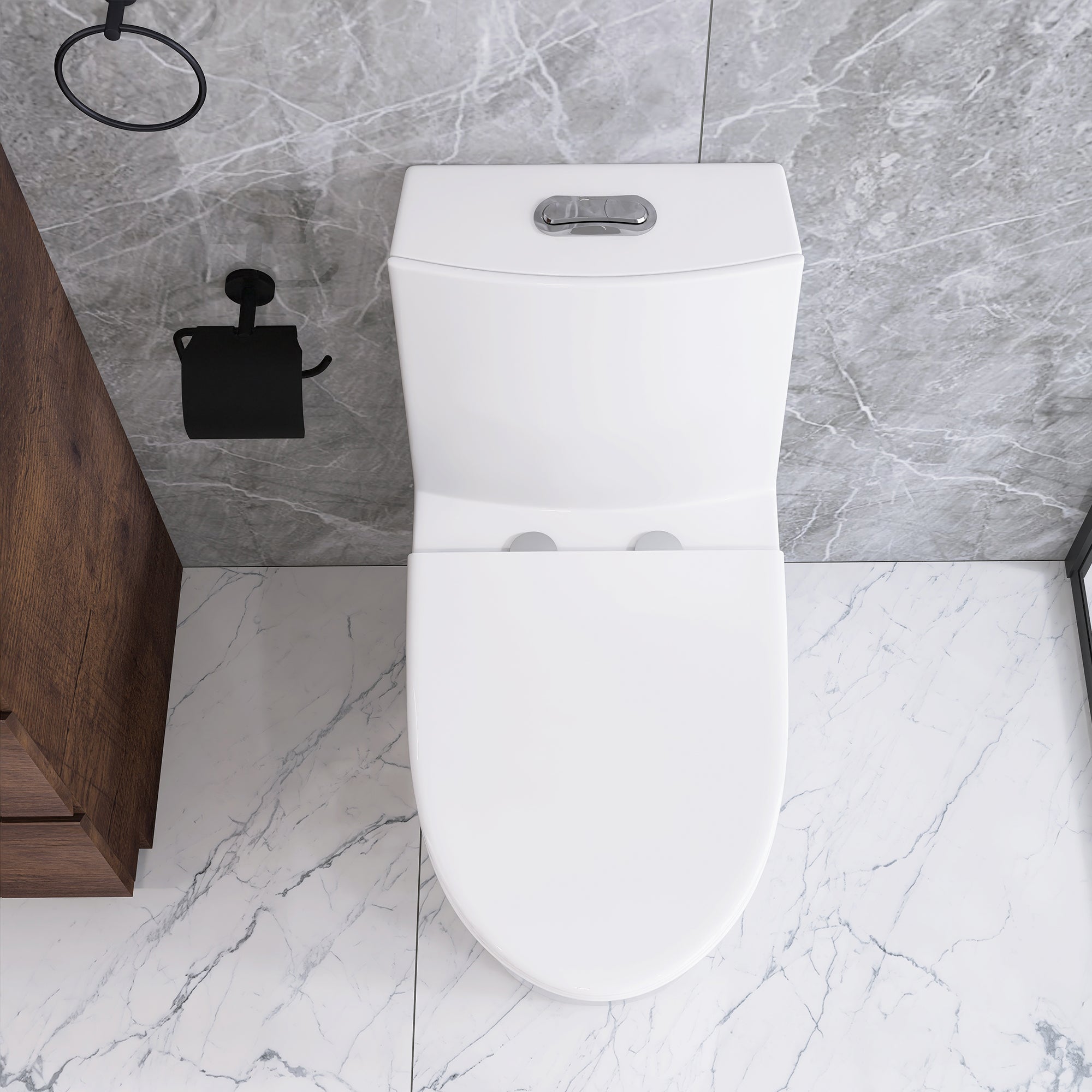 12 in. Rough-In 1-piece 1.1/1.6 GPF Dual Flush Elongated Toilet in White Seat Included