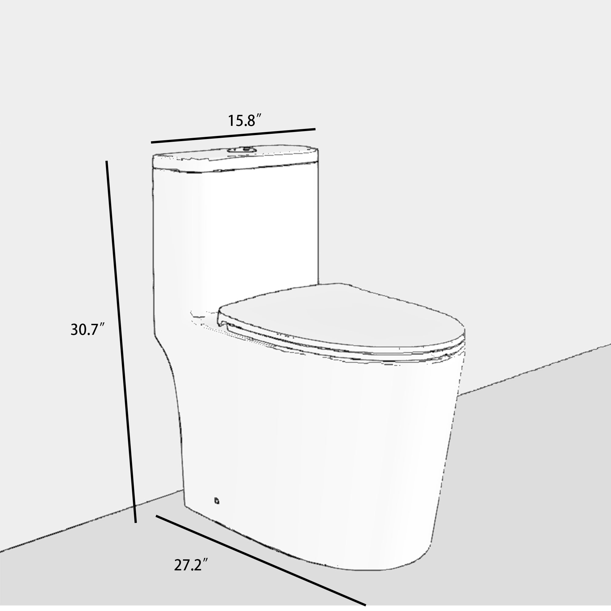 12 in. 1-Piece 1.28/1.6 GPF Dual Flush Elongated Toilet Seat Included