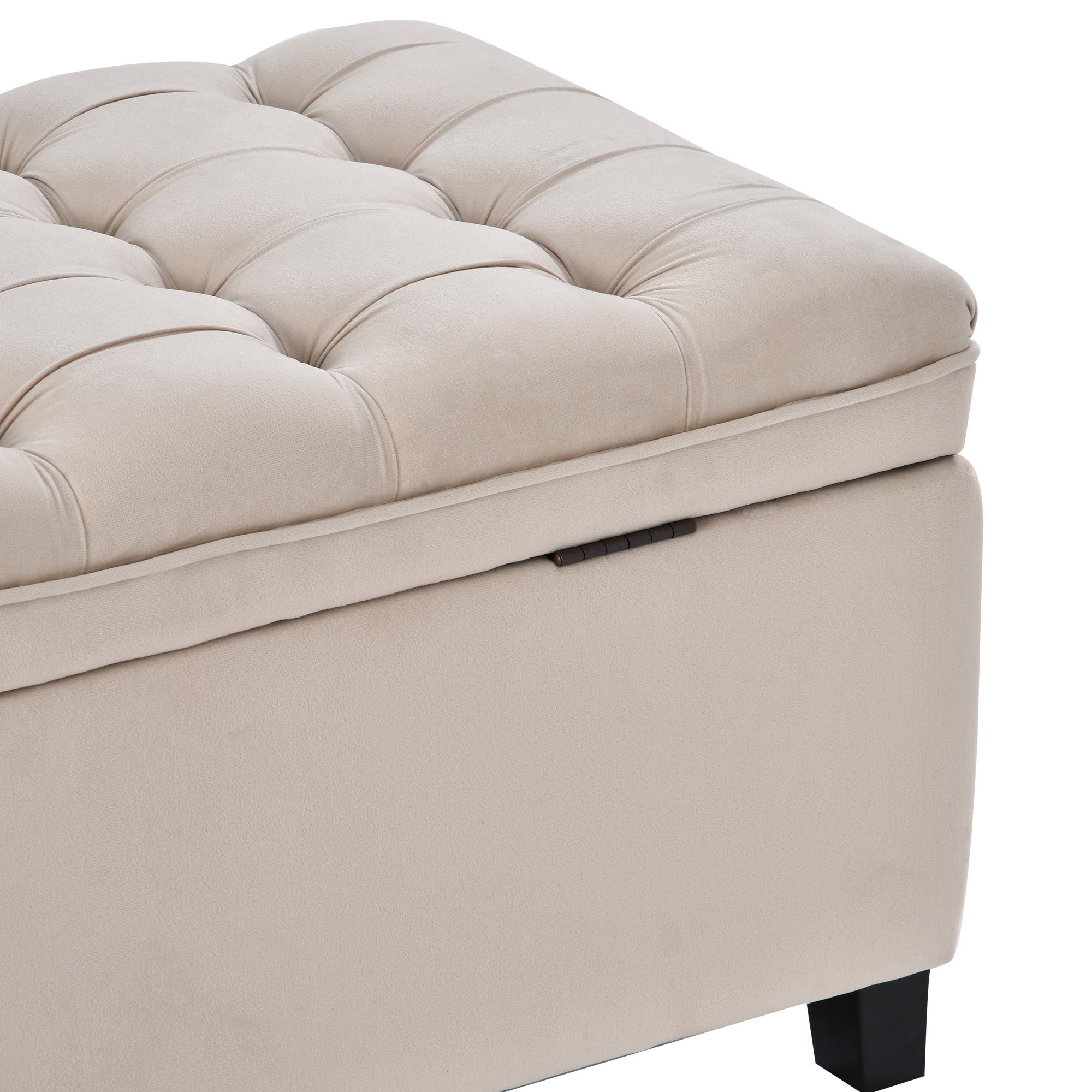 Upholstered Flip Top Storage Bench with Button Tufted Top