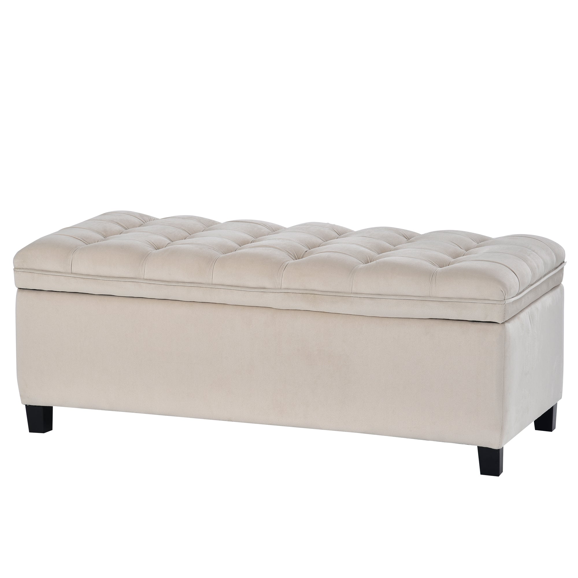 Upholstered Flip Top Storage Bench with Button Tufted Top