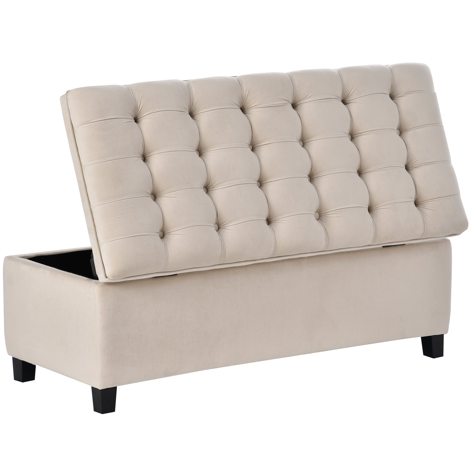 Upholstered Flip Top Storage Bench with Button Tufted Top