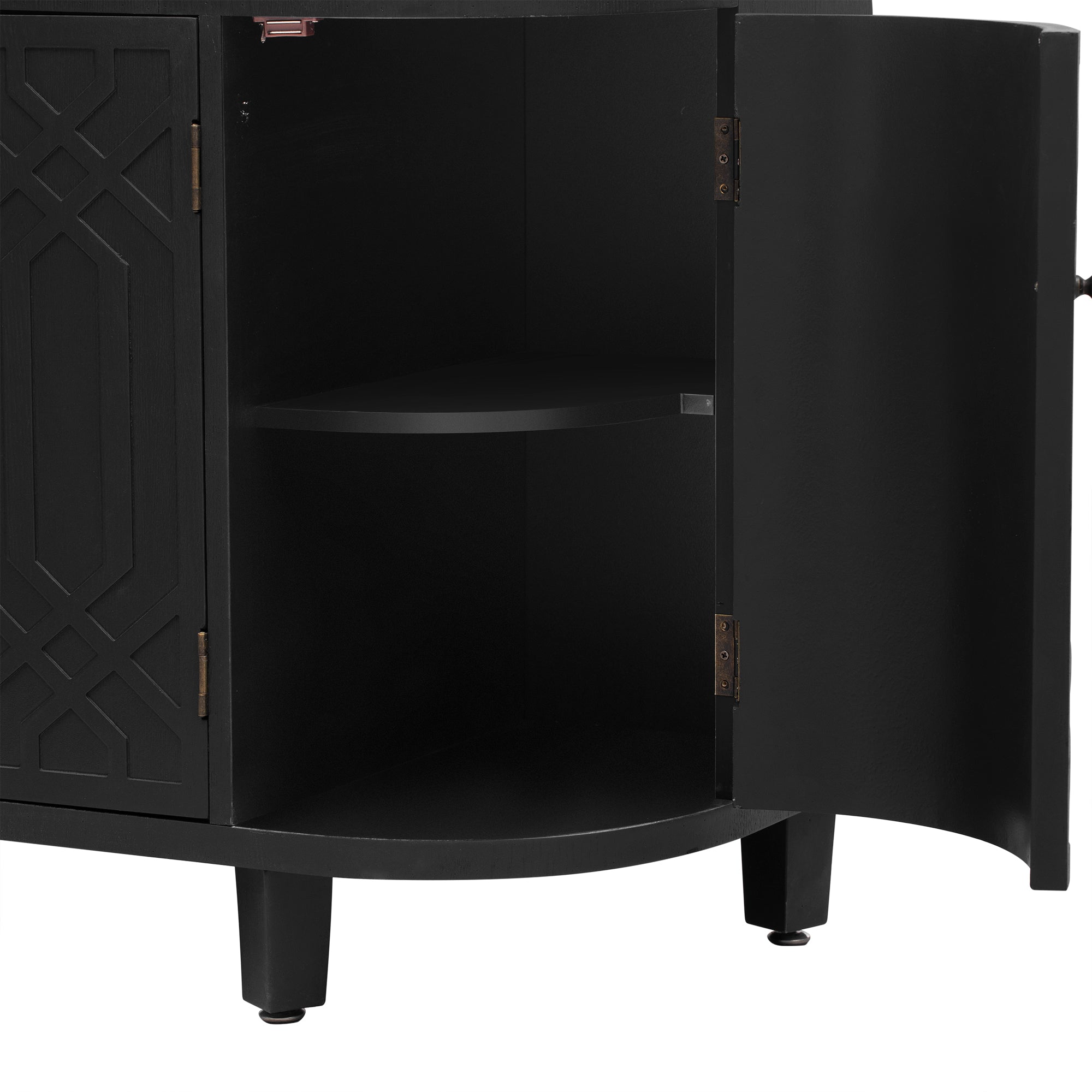 31.9" Tall MDF 4-door Curved Design Storage Cabinet