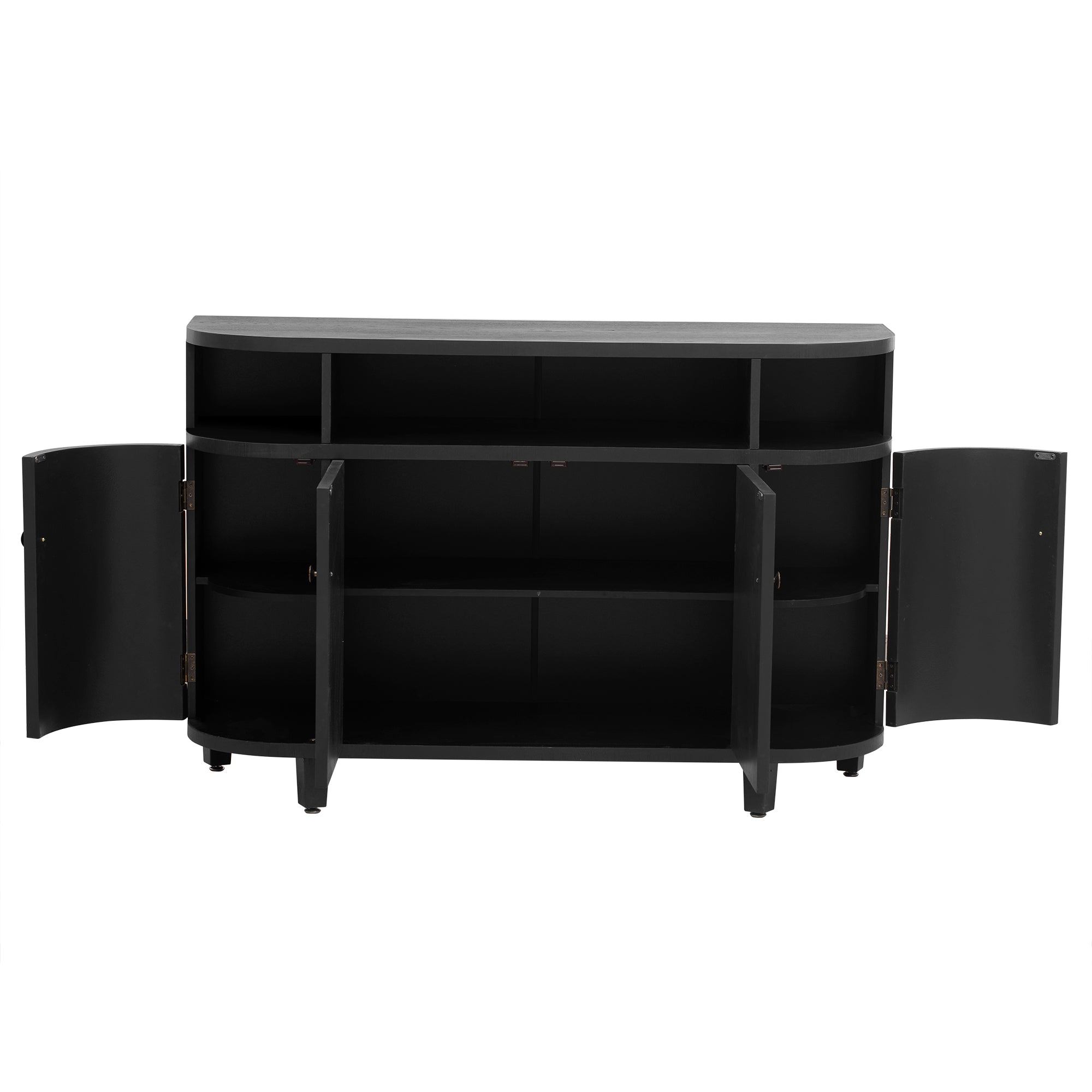 31.9" Tall MDF 4-door Curved Design Storage Cabinet