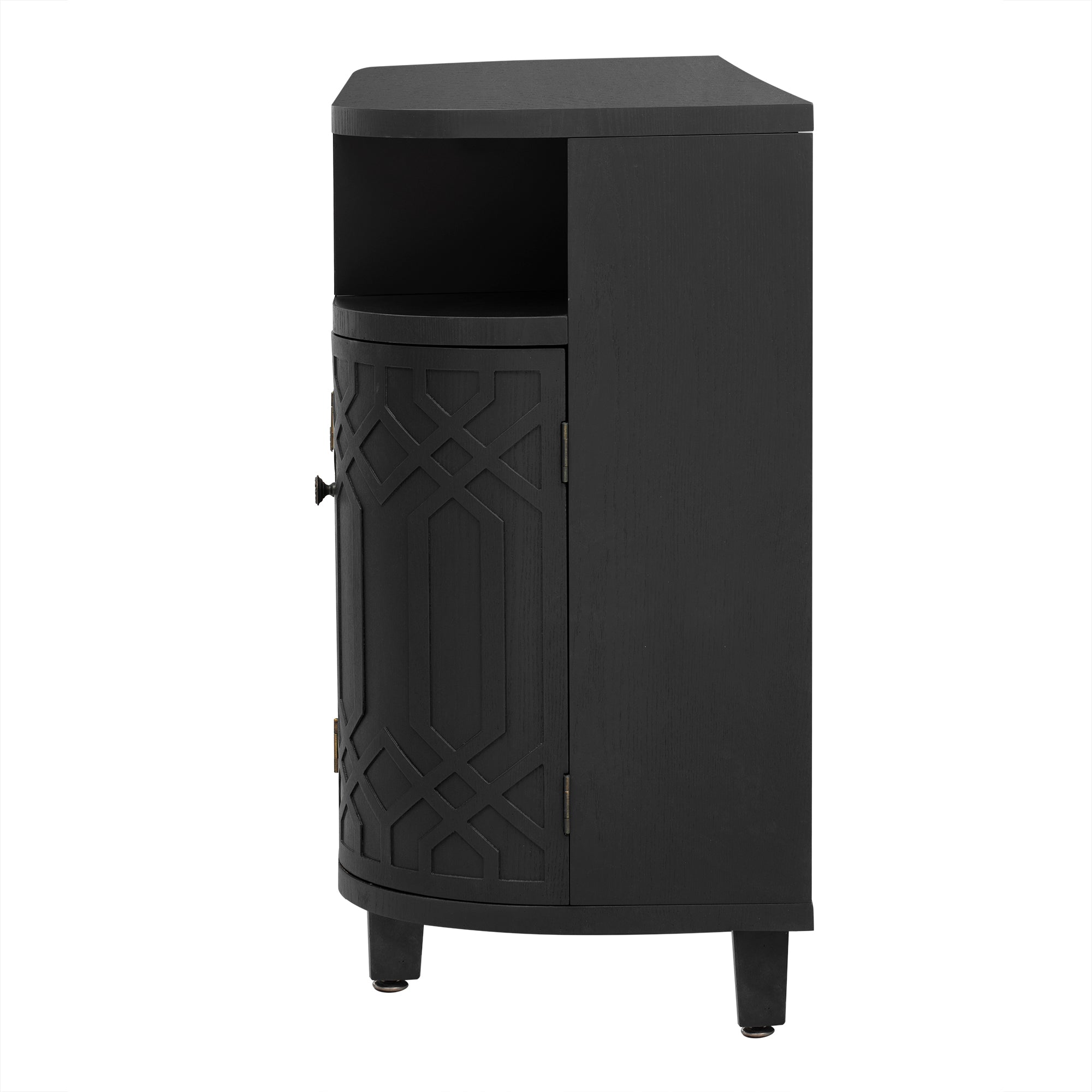31.9" Tall MDF 4-door Curved Design Storage Cabinet