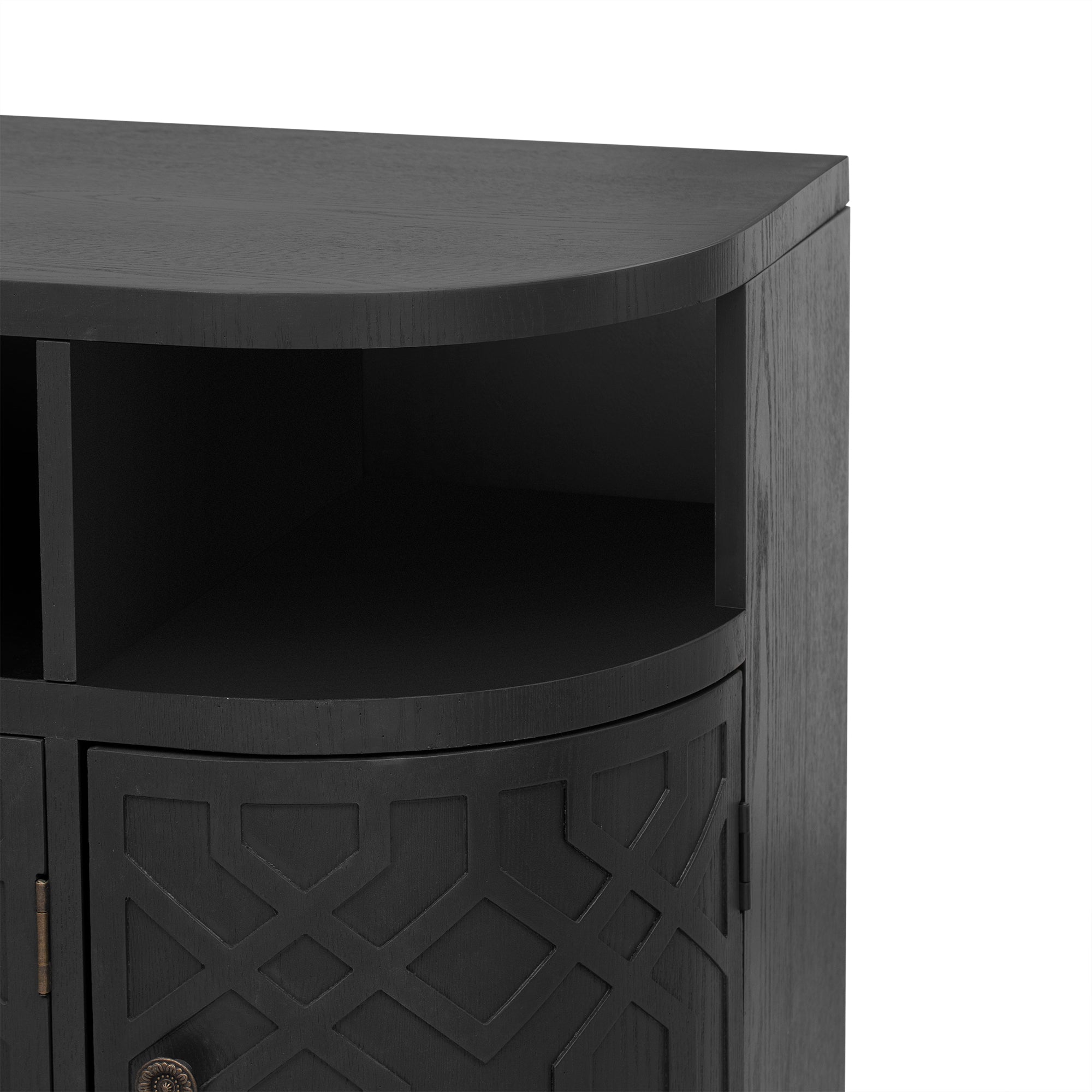 31.9" Tall MDF 4-door Curved Design Storage Cabinet