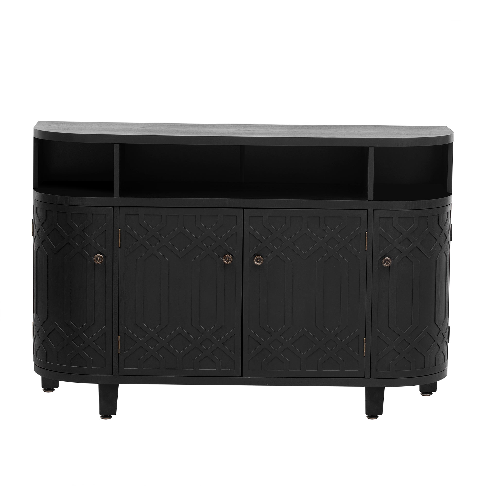 31.9" Tall MDF 4-door Curved Design Storage Cabinet