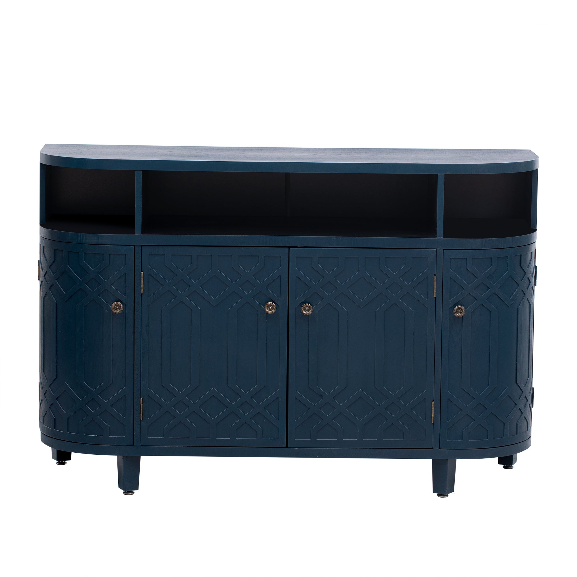 31.9" Tall MDF 4-door Curved Design Storage Cabinet