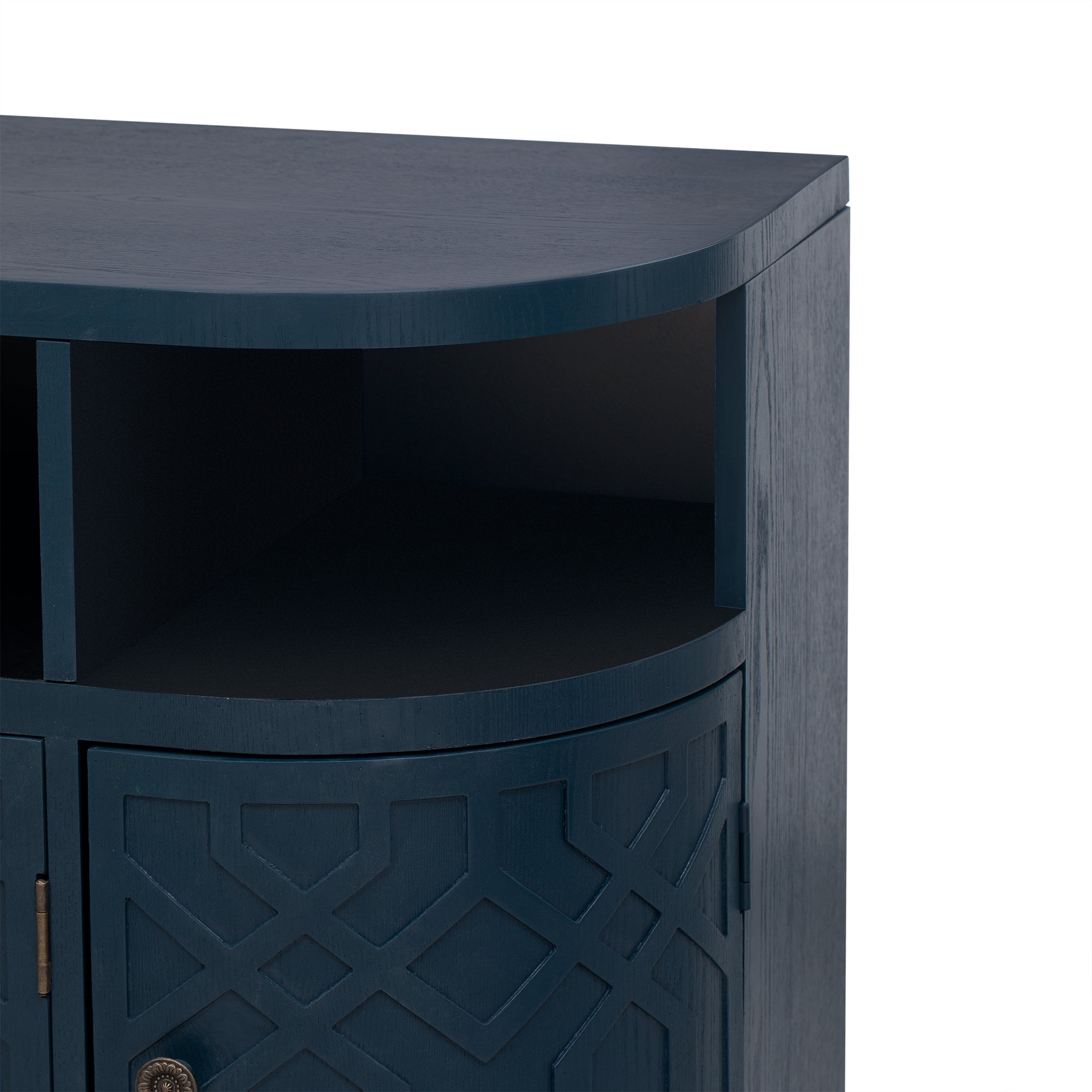 31.9" Tall MDF 4-door Curved Design Storage Cabinet