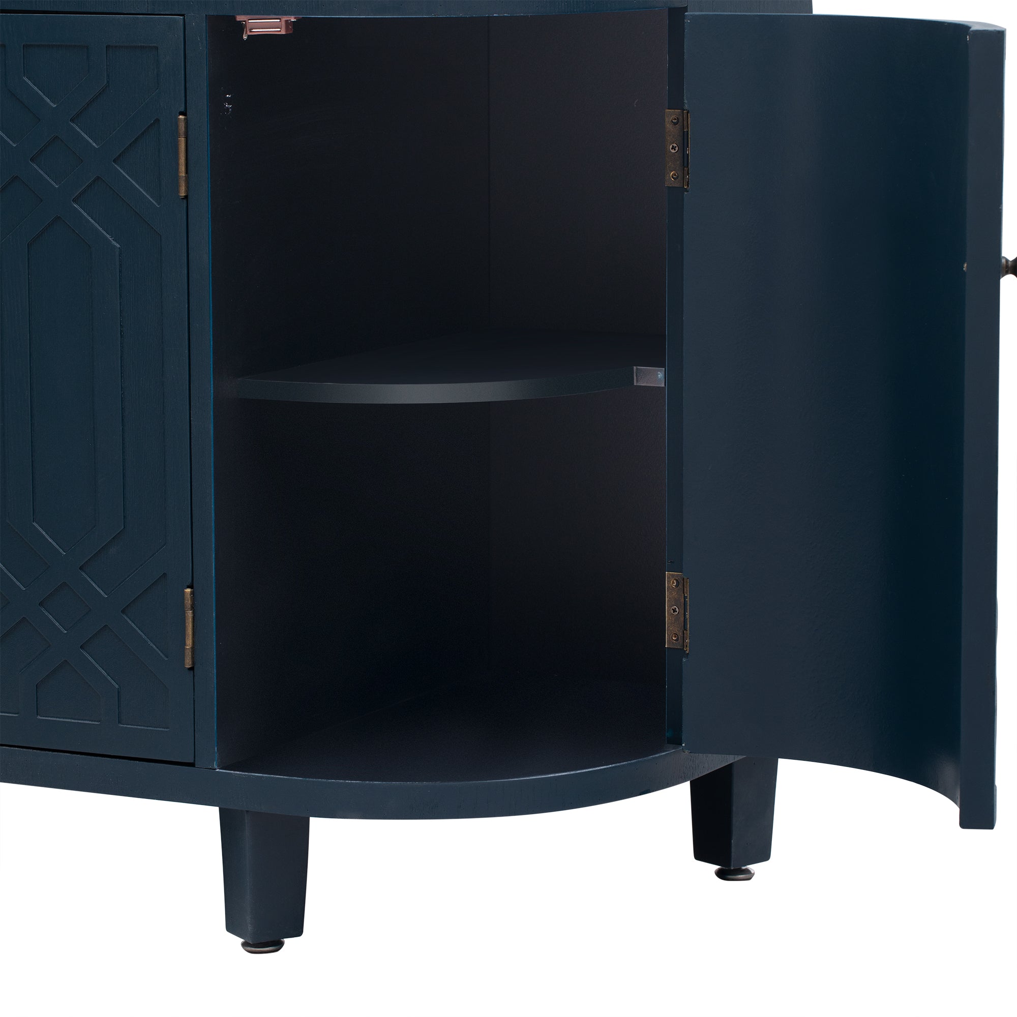 31.9" Tall MDF 4-door Curved Design Storage Cabinet