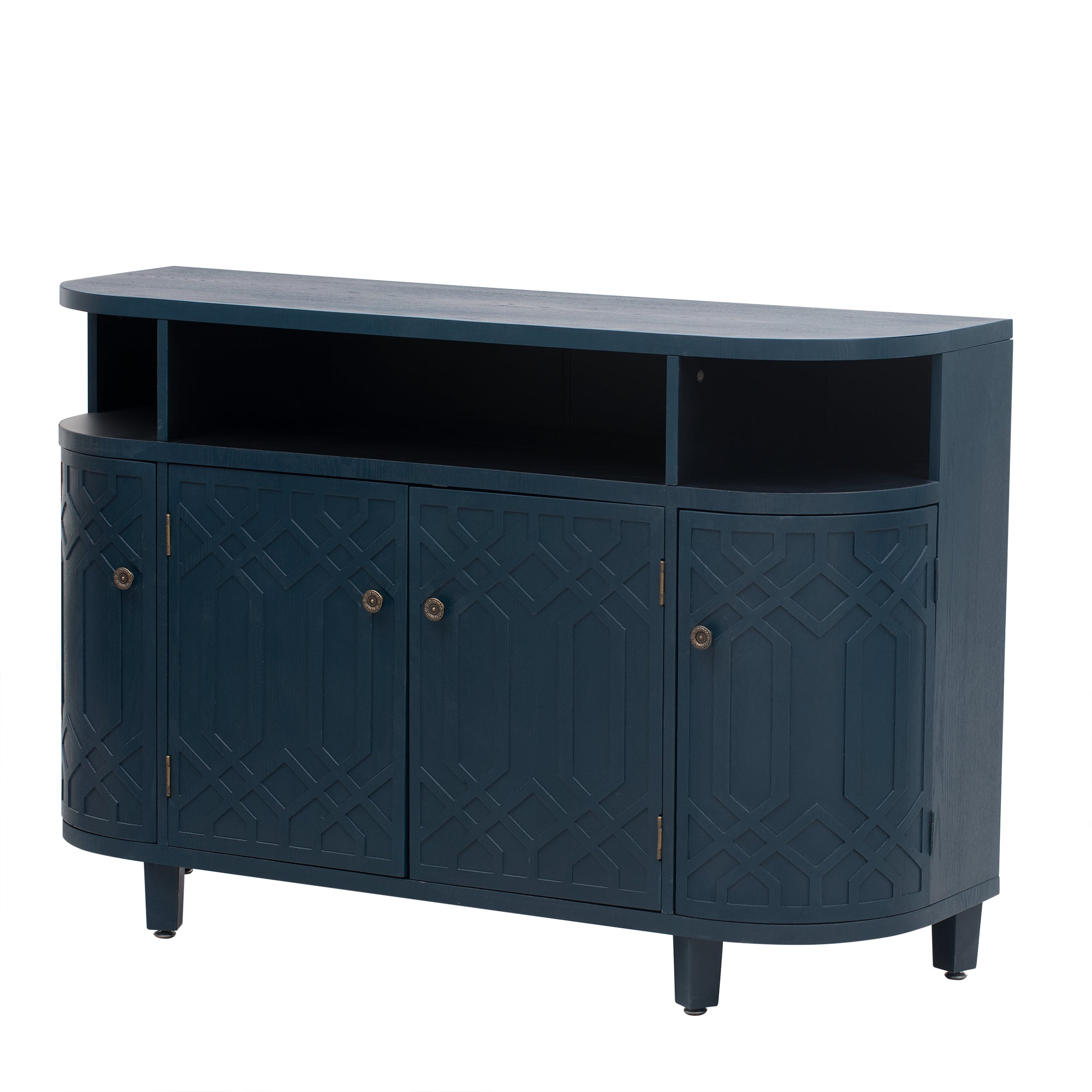 31.9" Tall MDF 4-door Curved Design Storage Cabinet