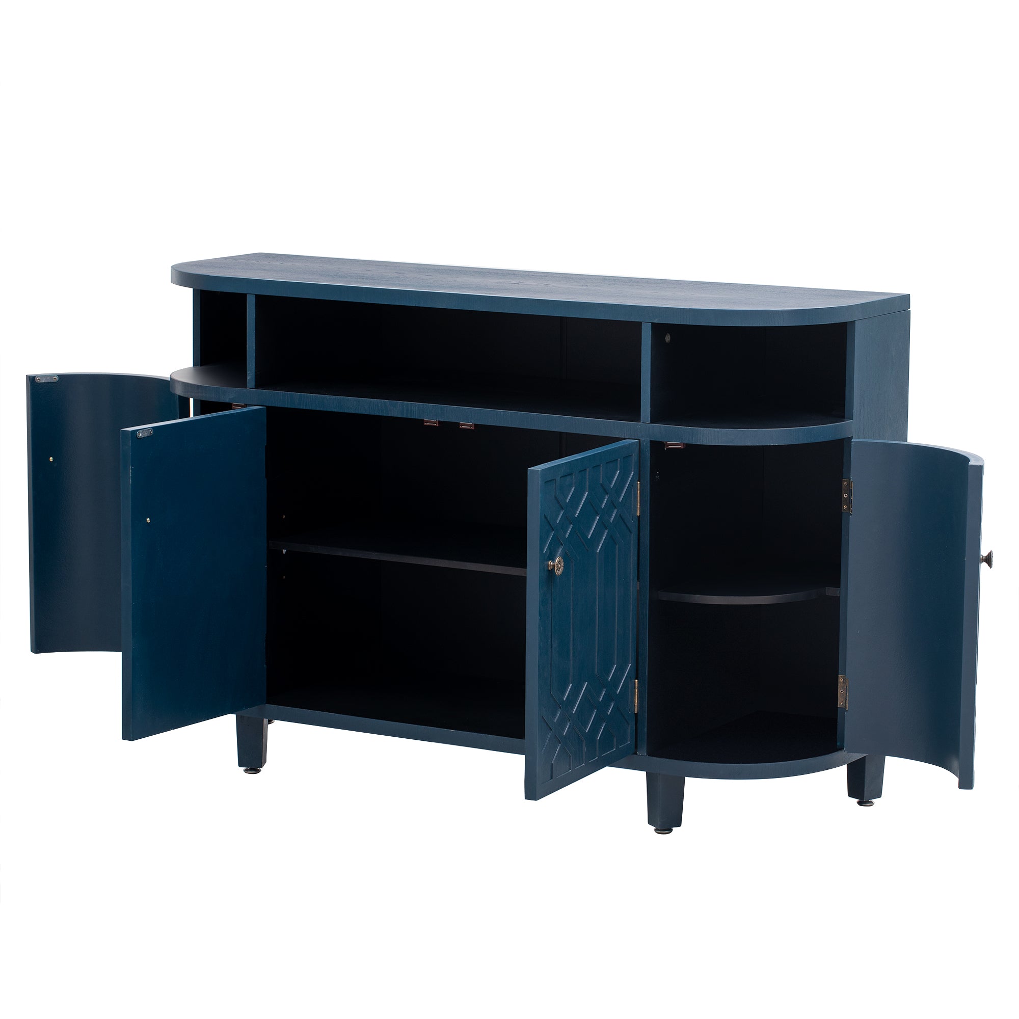31.9" Tall MDF 4-door Curved Design Storage Cabinet