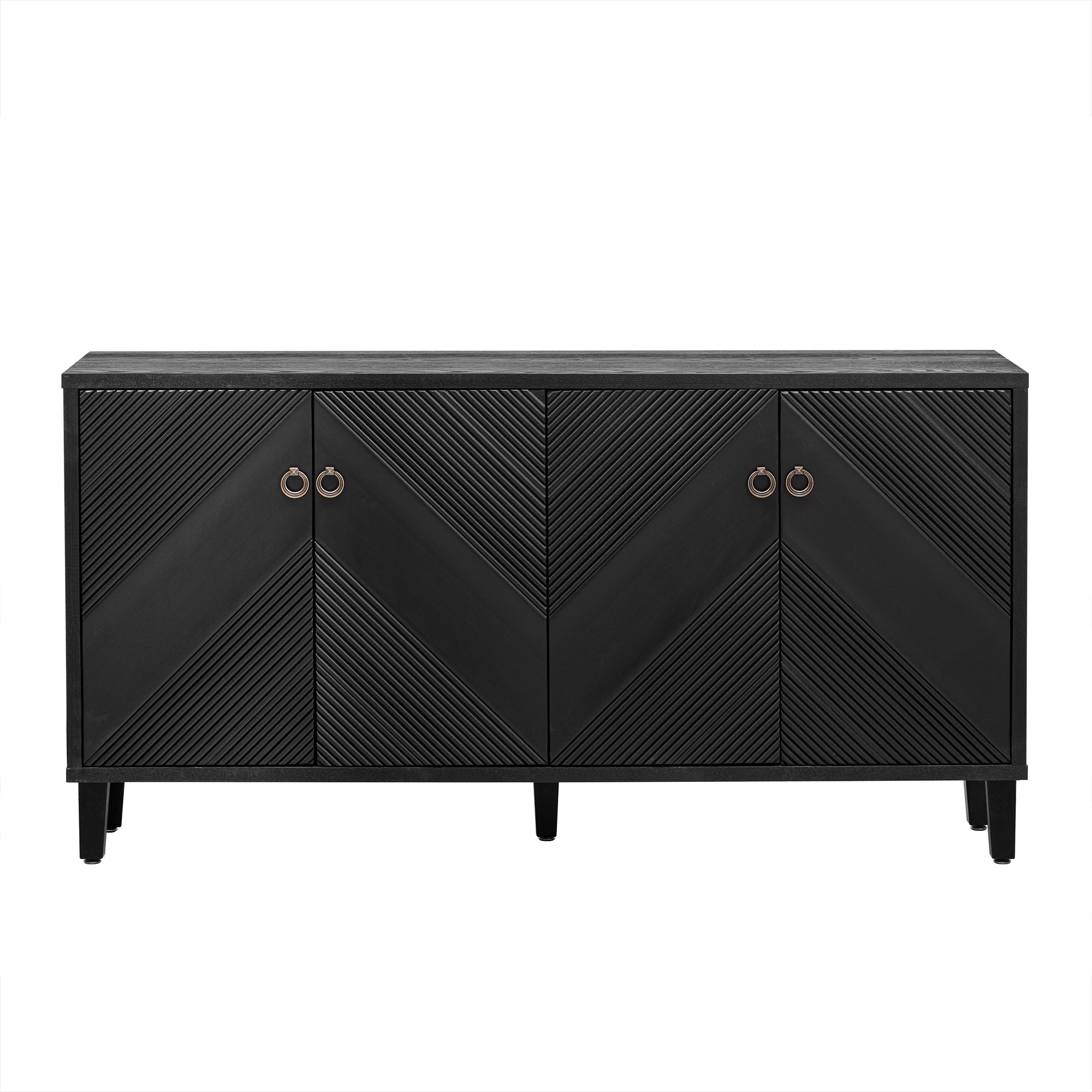32" Tall MDF 4-door Accent Cabinet with Fraxinus Mandschuric Solid Wood Veneer