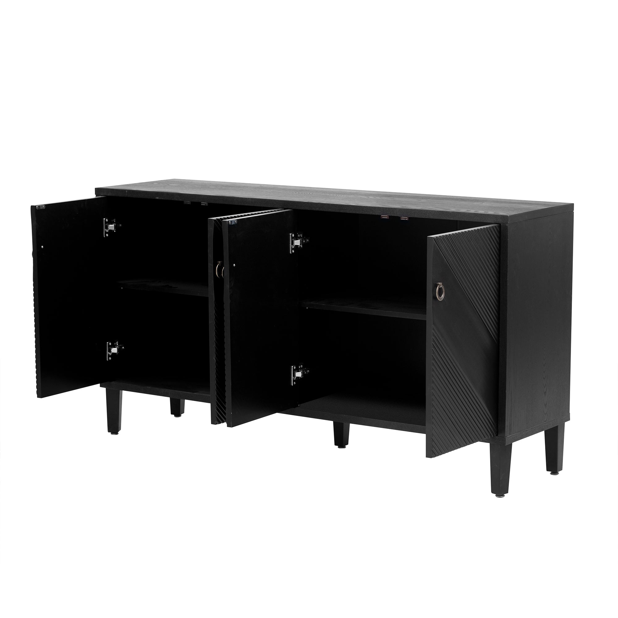 32" Tall MDF 4-door Accent Cabinet with Fraxinus Mandschuric Solid Wood Veneer