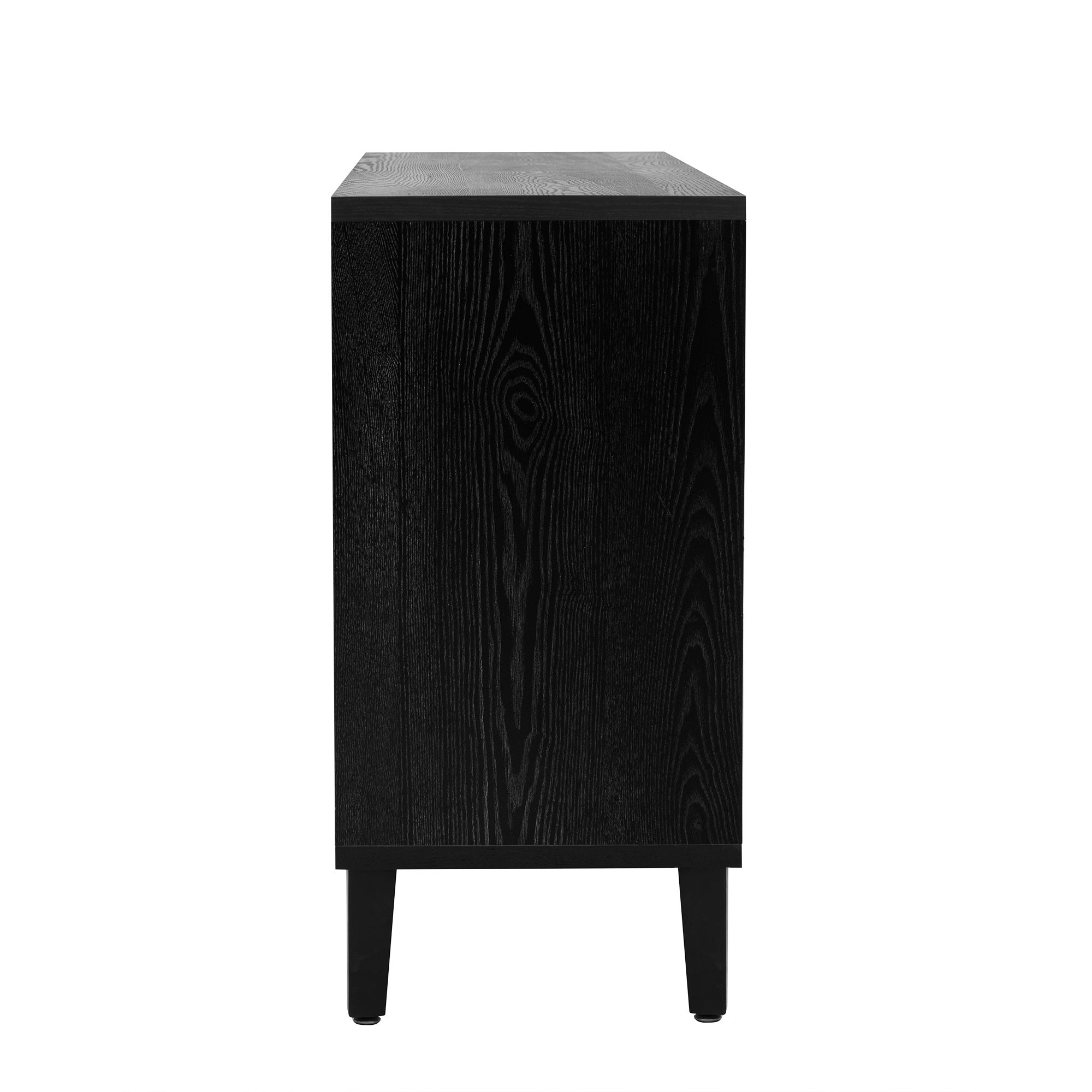 32" Tall MDF 4-door Accent Cabinet with Fraxinus Mandschuric Solid Wood Veneer